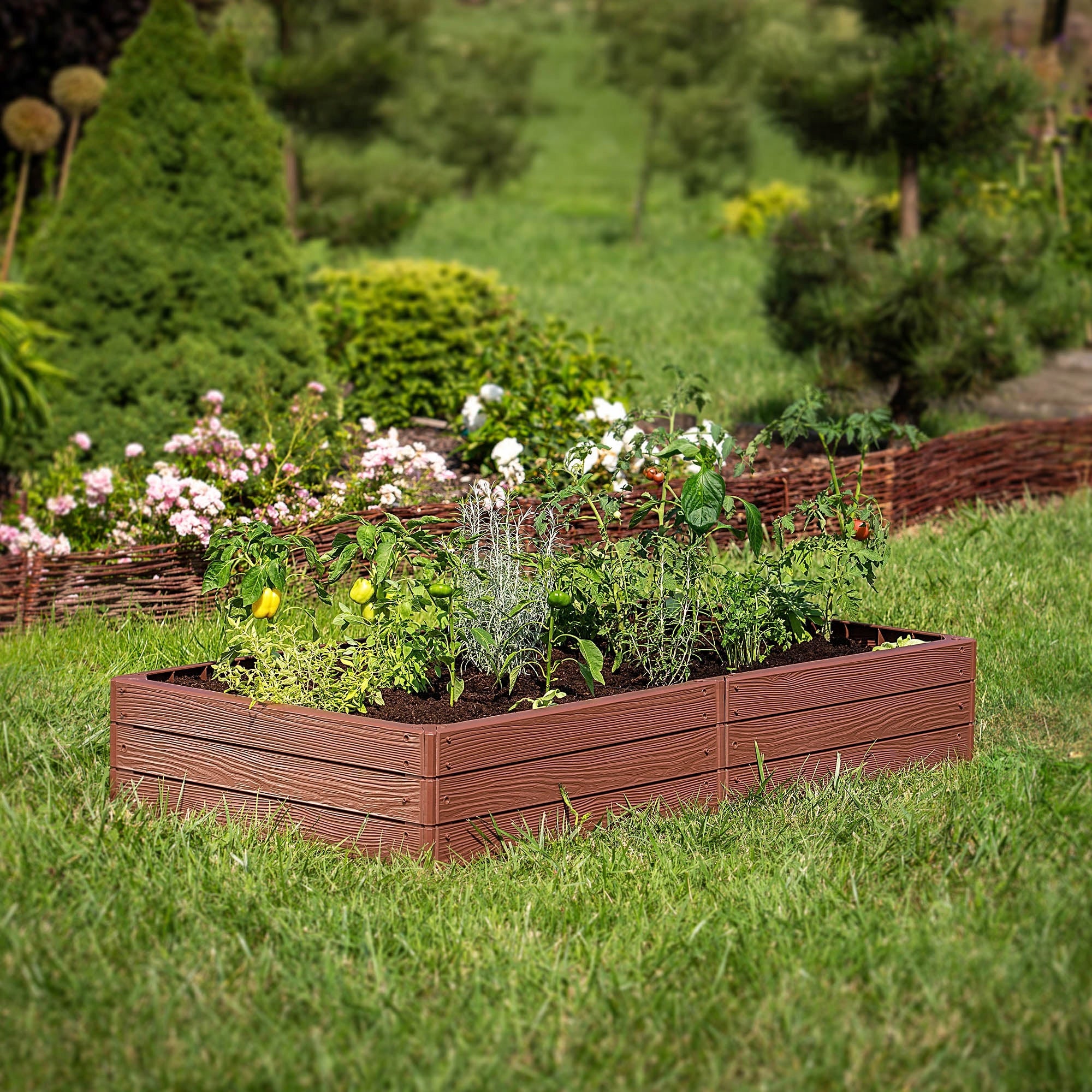 GREEN GROUP RAISED ROAD GARDEN BOX BROWN BREAK 150x75cm Material synthetic material