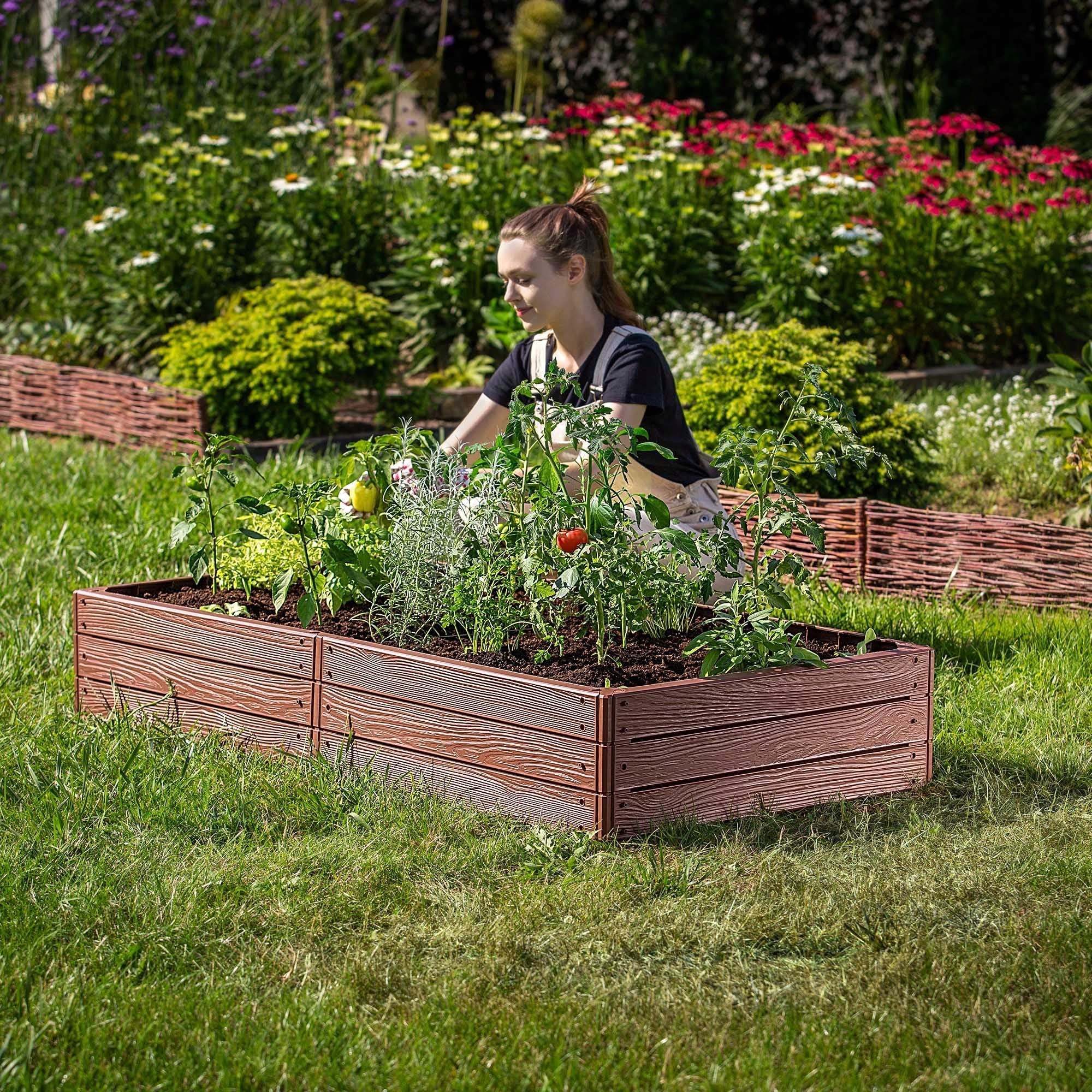 GREEN GROUP RAISED ROAD GARDEN BOX BROWN BREAK 150x75cm Packaging status original