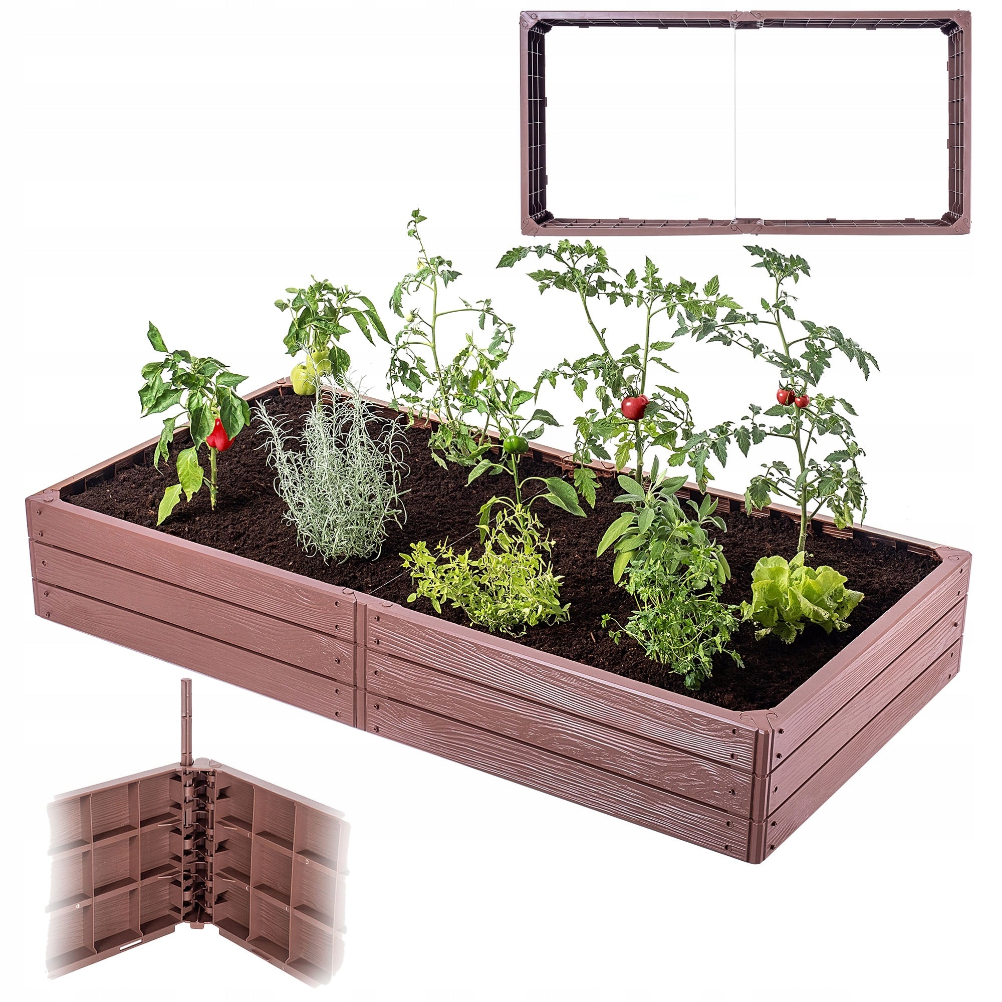 GREEN GROUP RAISED ROAD GARDEN BOX BROWN BREAK 150x75cm