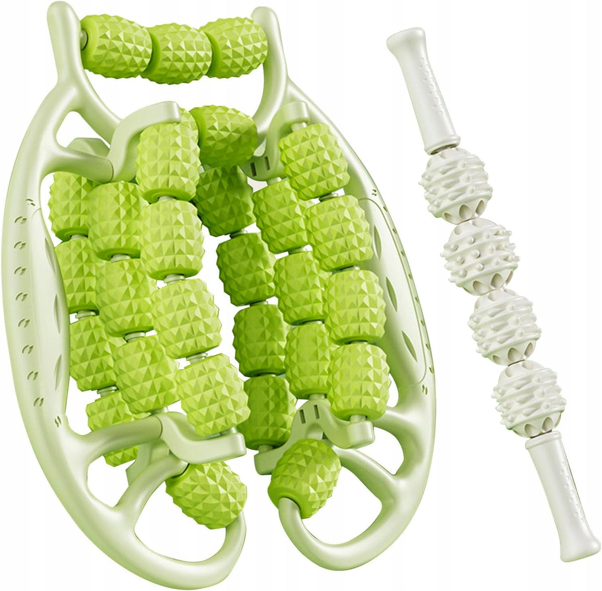 GREEN LEG MASSAGE DEVICE WITH 4 BALLS STRIP AND ROLLER