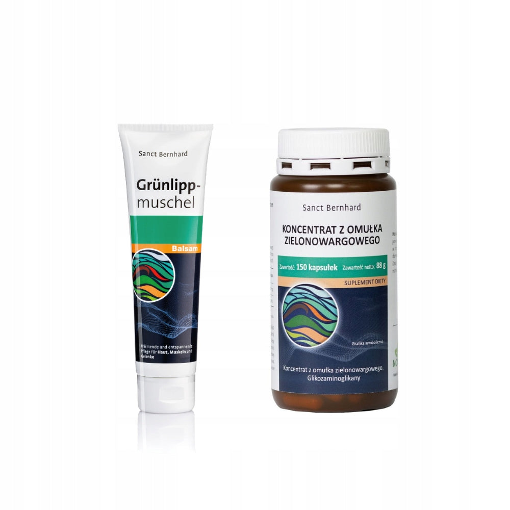 GREEN-LIPPED MUSSEL CONCENTRATE 150 kaps. AND BALM, joints, SANCT BERNHARD