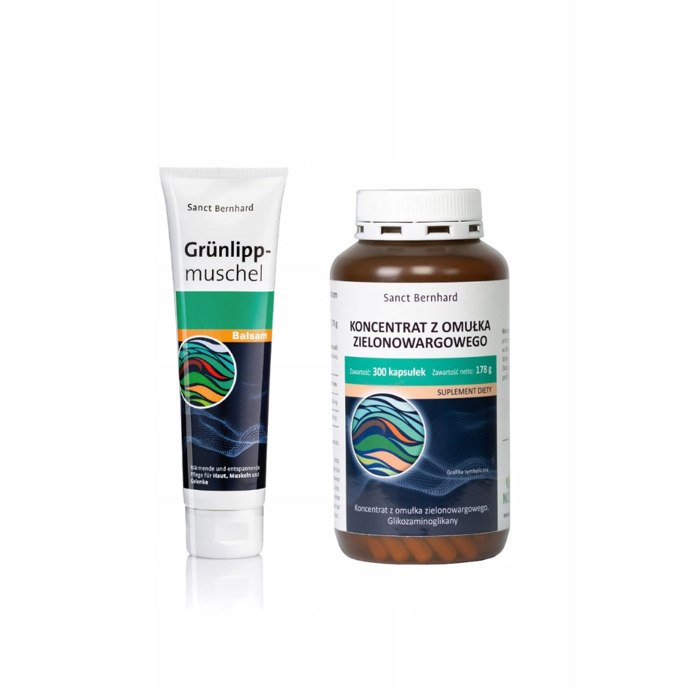 GREEN-LIPPED MUSSEL CONCENTRATE 300 kaps. AND BALM, joints, SANCT BERNHARD