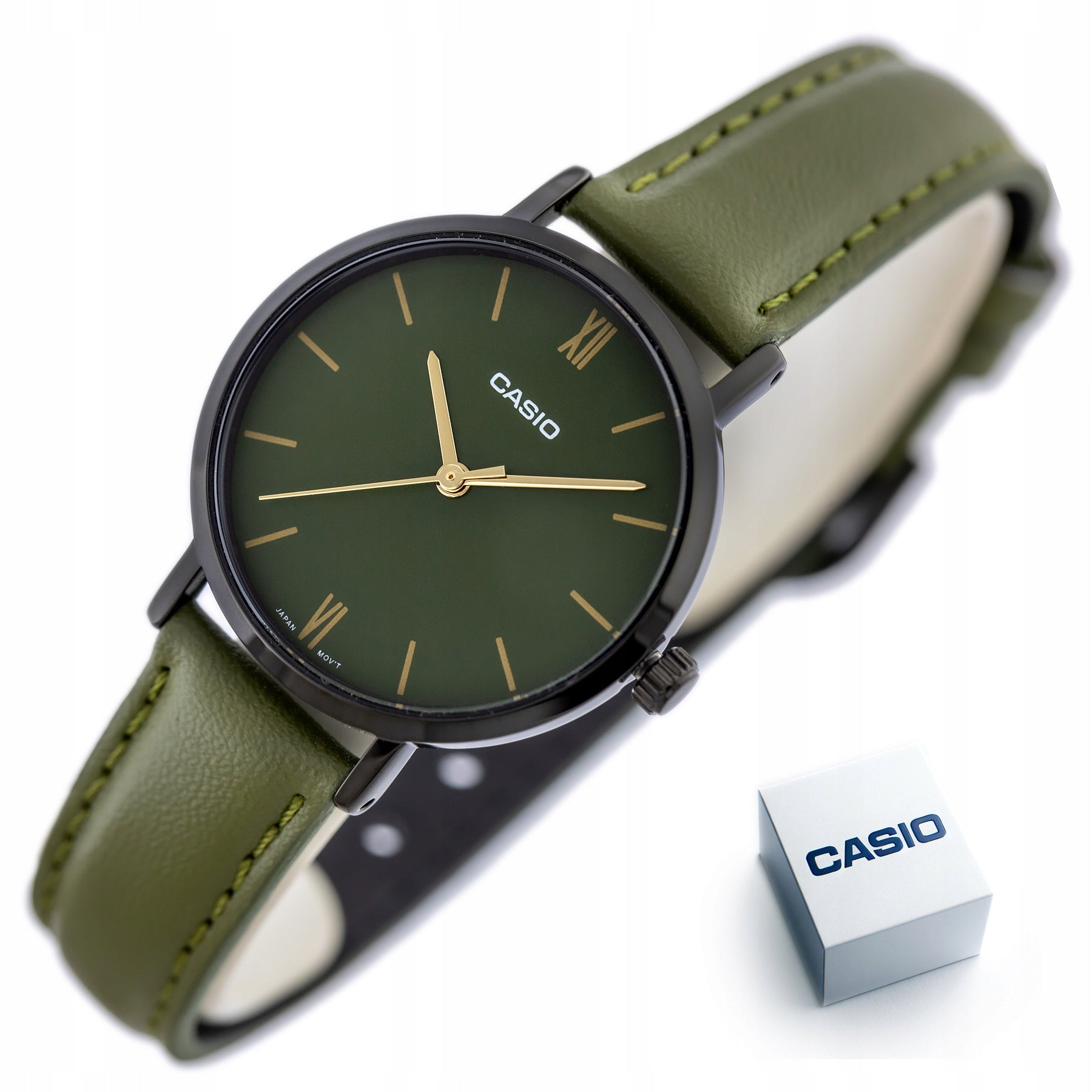 GREEN WOMEN'S WATCH CASIO LTP-VT02BL-3A CLASSIC + GIFT BOX