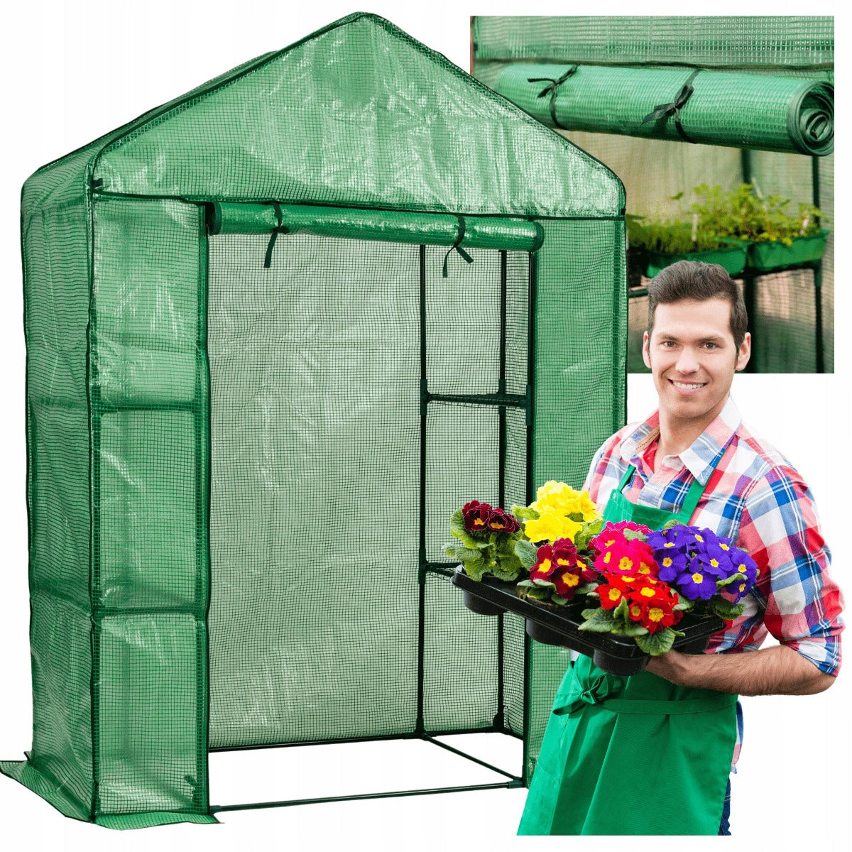 GREENHOUSE GARDEN FOIL WITH SHELVES SEEDLING FOR SOWING quilting on the balcony