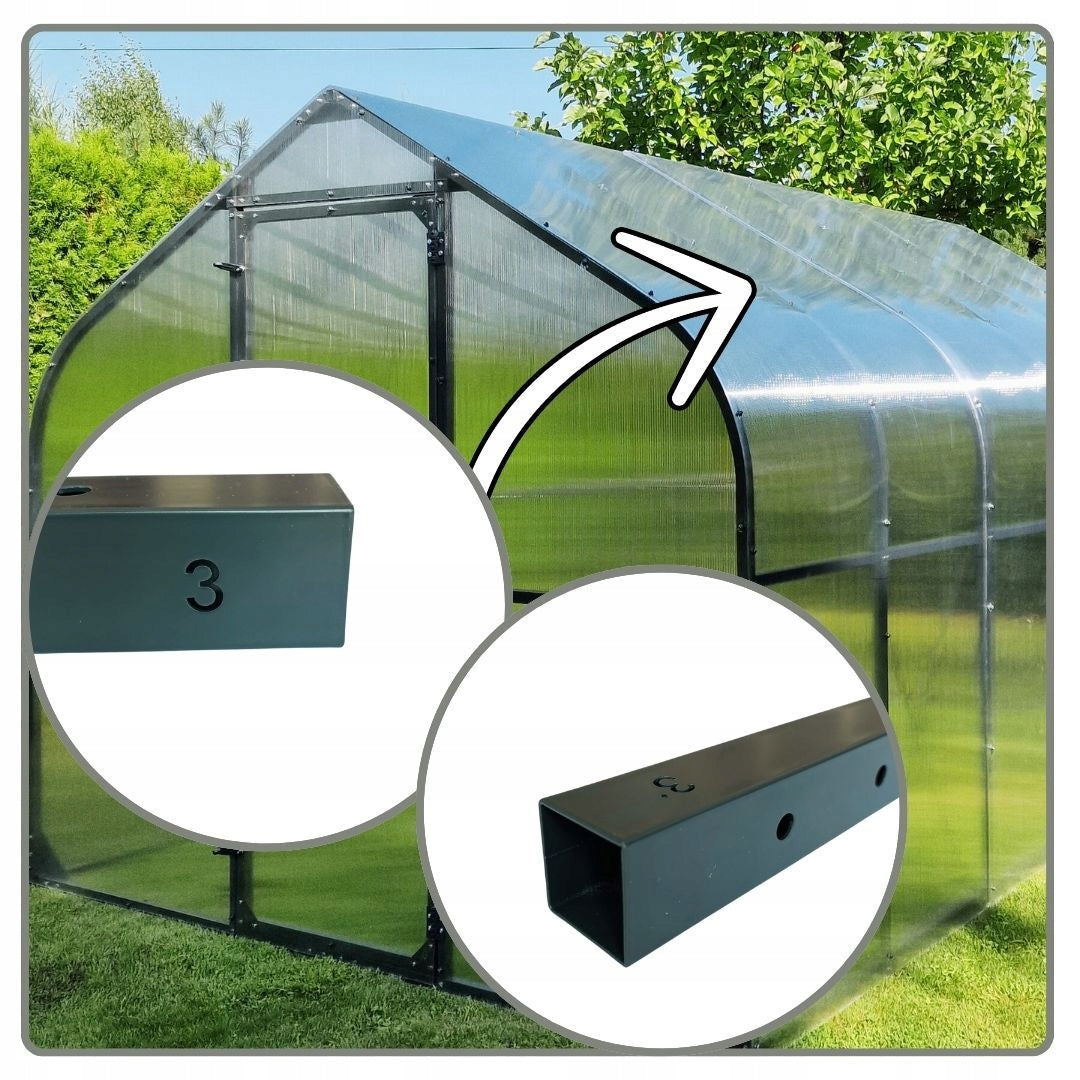 GREENHOUSE GARDEN POLYCARBONATE TUNNEL 10M2 250X400 PTF POLAND ANTHRACITE GRAPHITE Product weight with unit packaging 140 kg