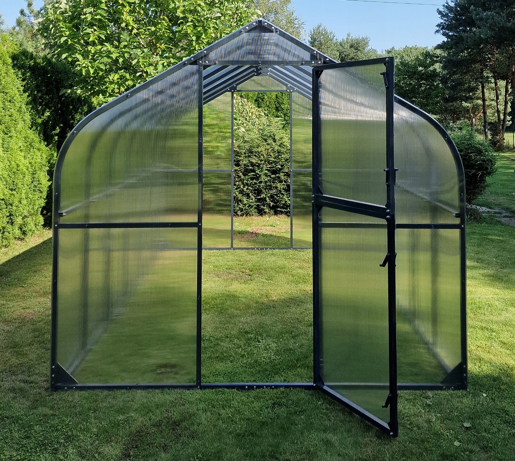 GREENHOUSE GARDEN POLYCARBONATE TUNNEL 10M2 250X400 PTF POLAND ANTHRACITE GRAPHITE Width 2.5 m