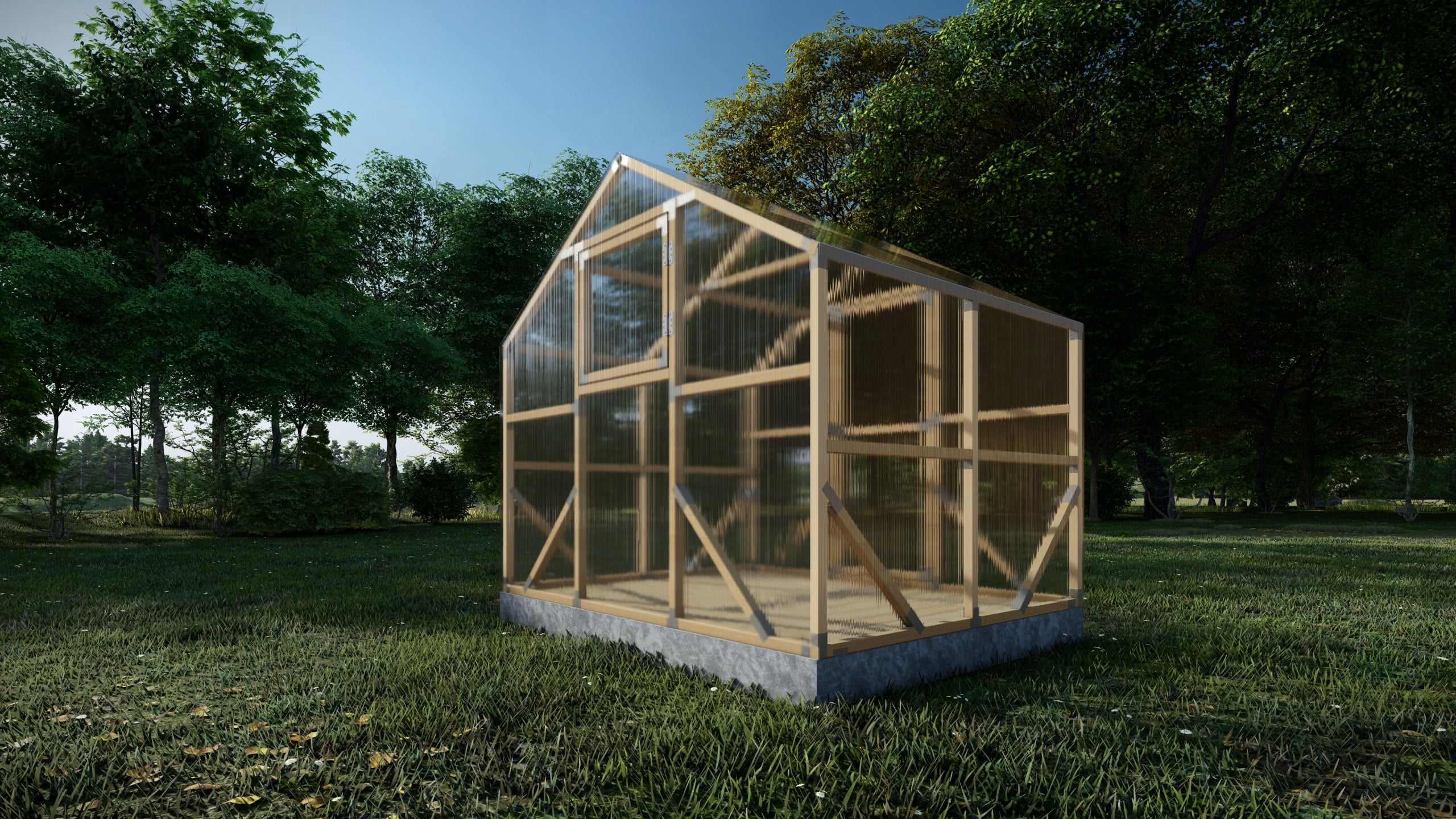 GREENHOUSE GARDEN TUNNEL COTTAGE - SOLID WOOD + POLYCARBONATE - 2 m x 2,6 m. Manufacturer code BU00235