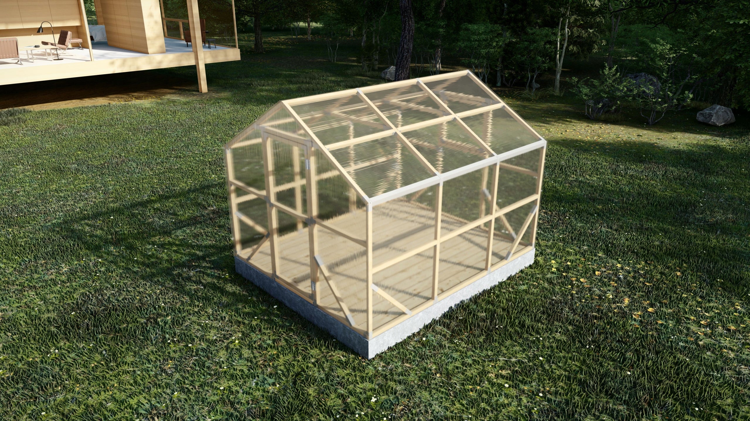 GREENHOUSE GARDEN TUNNEL COTTAGE - SOLID WOOD + POLYCARBONATE - 3 m x 2,6 m Length 3 m