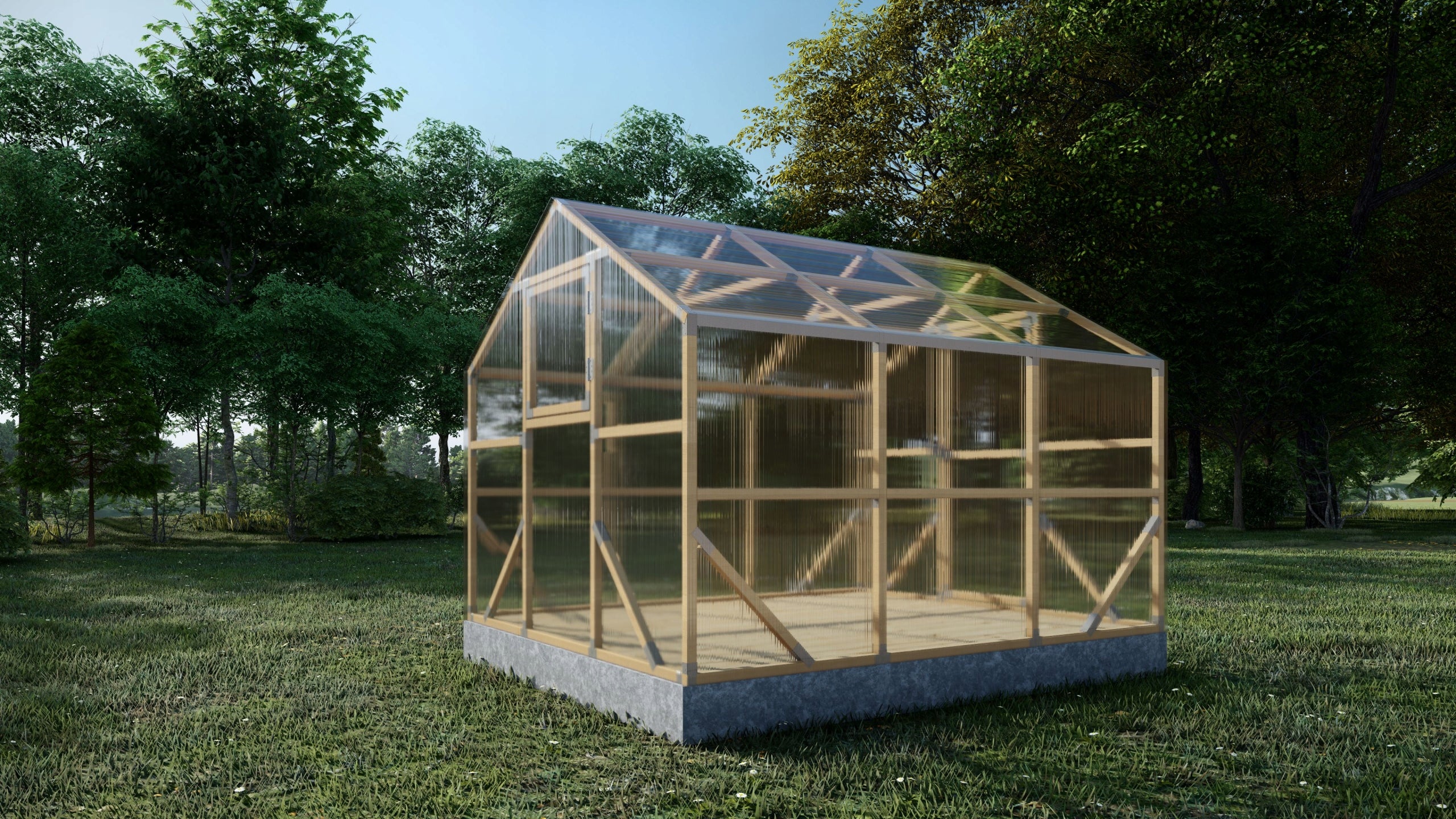 GREENHOUSE GARDEN TUNNEL COTTAGE - SOLID WOOD + POLYCARBONATE - 3 m x 2,6 m Manufacturer code BU00242