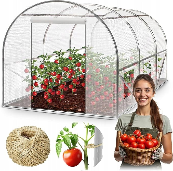GREENHOUSE LARGE GARDEN 200x300x200CM 6 WINDOWS DURABLE WHITE CONSTRUCTION