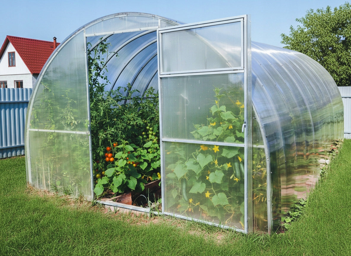 GREENHOUSE MADE OF POLYCARBONATE 3x4m with ZINC TUNNEL 40x20mm 4mm