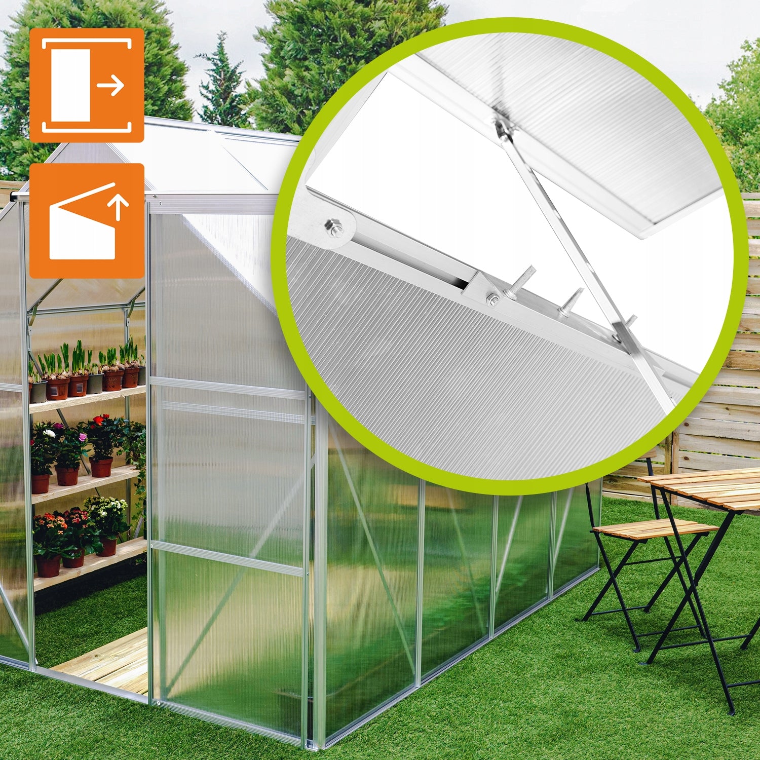 GREENHOUSE MADE OF POLYCARBONATE 4MM - 2,5x2m GARDEN TUNNEL - VIOLA II Product height 195 cm