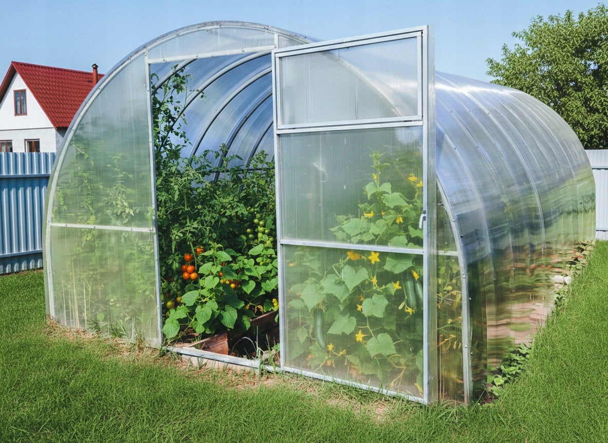GREENHOUSE MADE OF POLYCARBONATE 6mm - 3x8m with ZINC 40x20mm