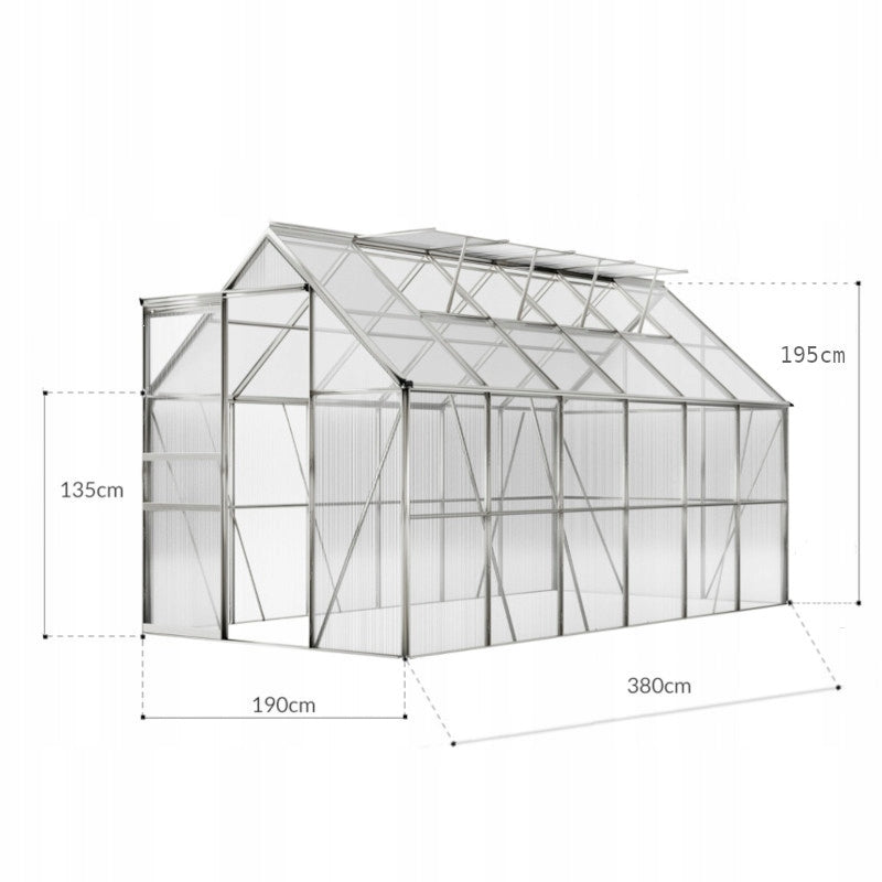 GREENHOUSE POLYCARBONATE GARDEN TUNNEL 4mm 1,9x3,7m STRONG 3x6 with foundation Manufacturer HDM
