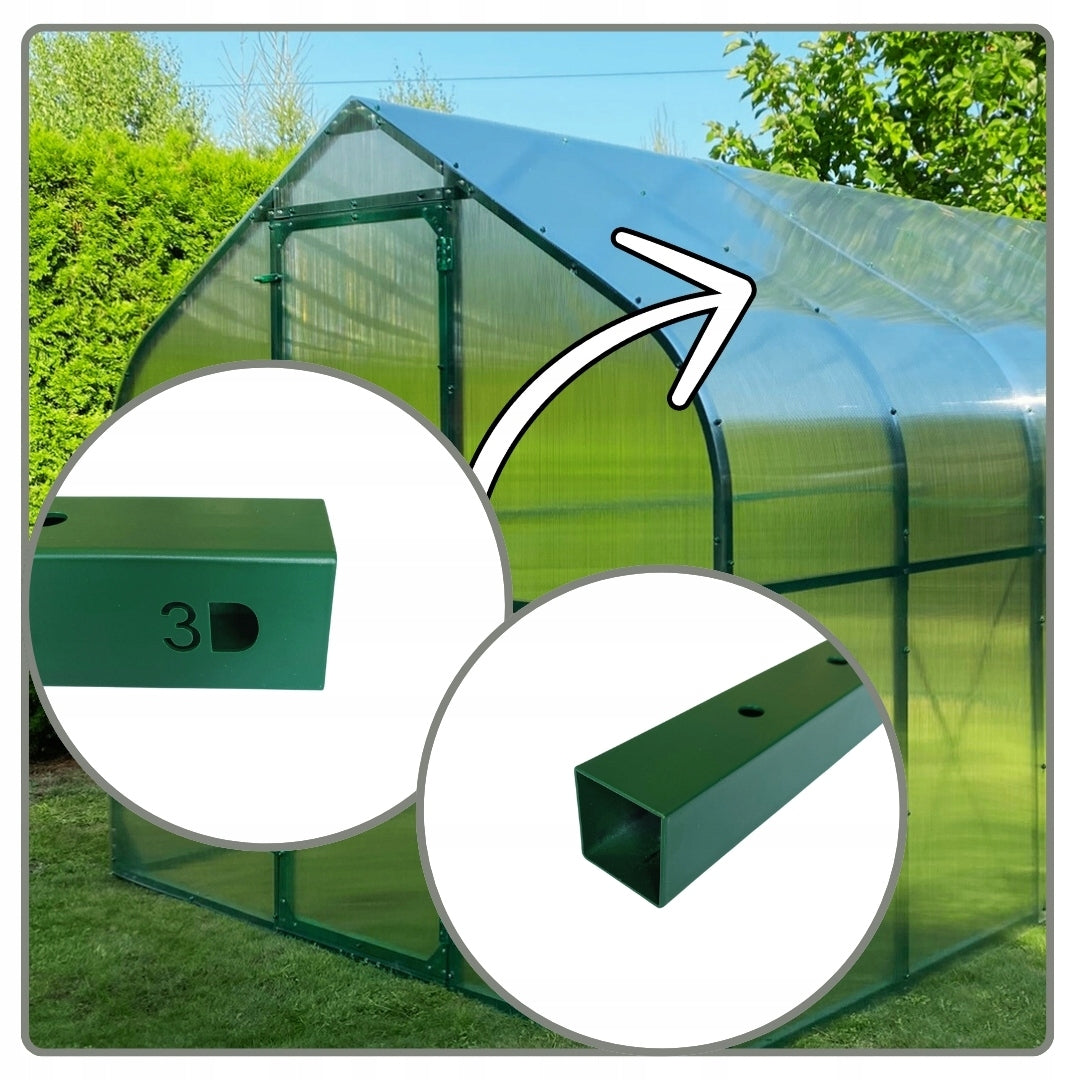 GREENHOUSE POLYCARBONATE TUNNEL 12M2 300X400 PTF POLAND GREEN +WINDOW INCLUDED Manufacturer PTF