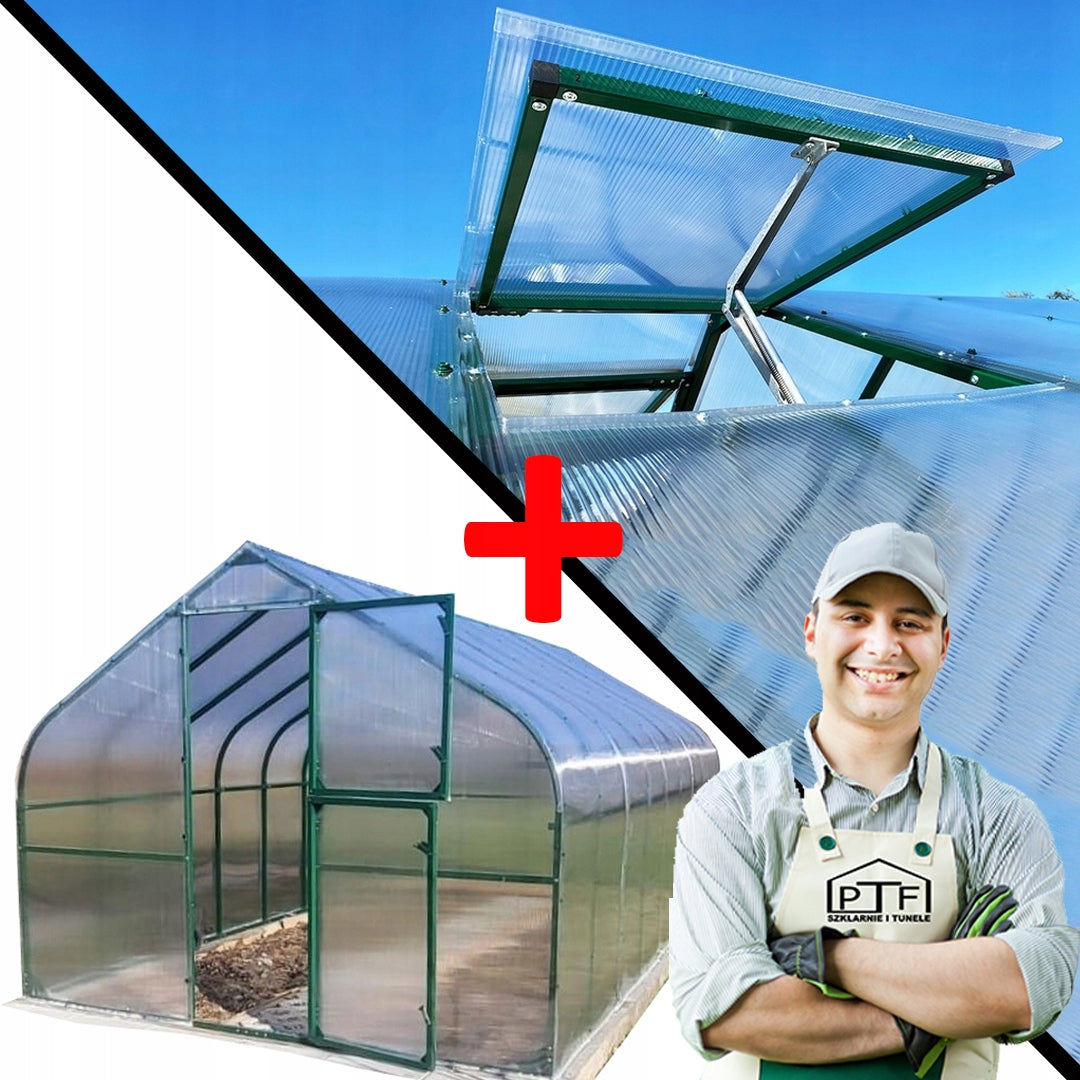 GREENHOUSE POLYCARBONATE TUNNEL 18M2 300X600 PTF POLAND GREEN +WINDOW INCLUDED