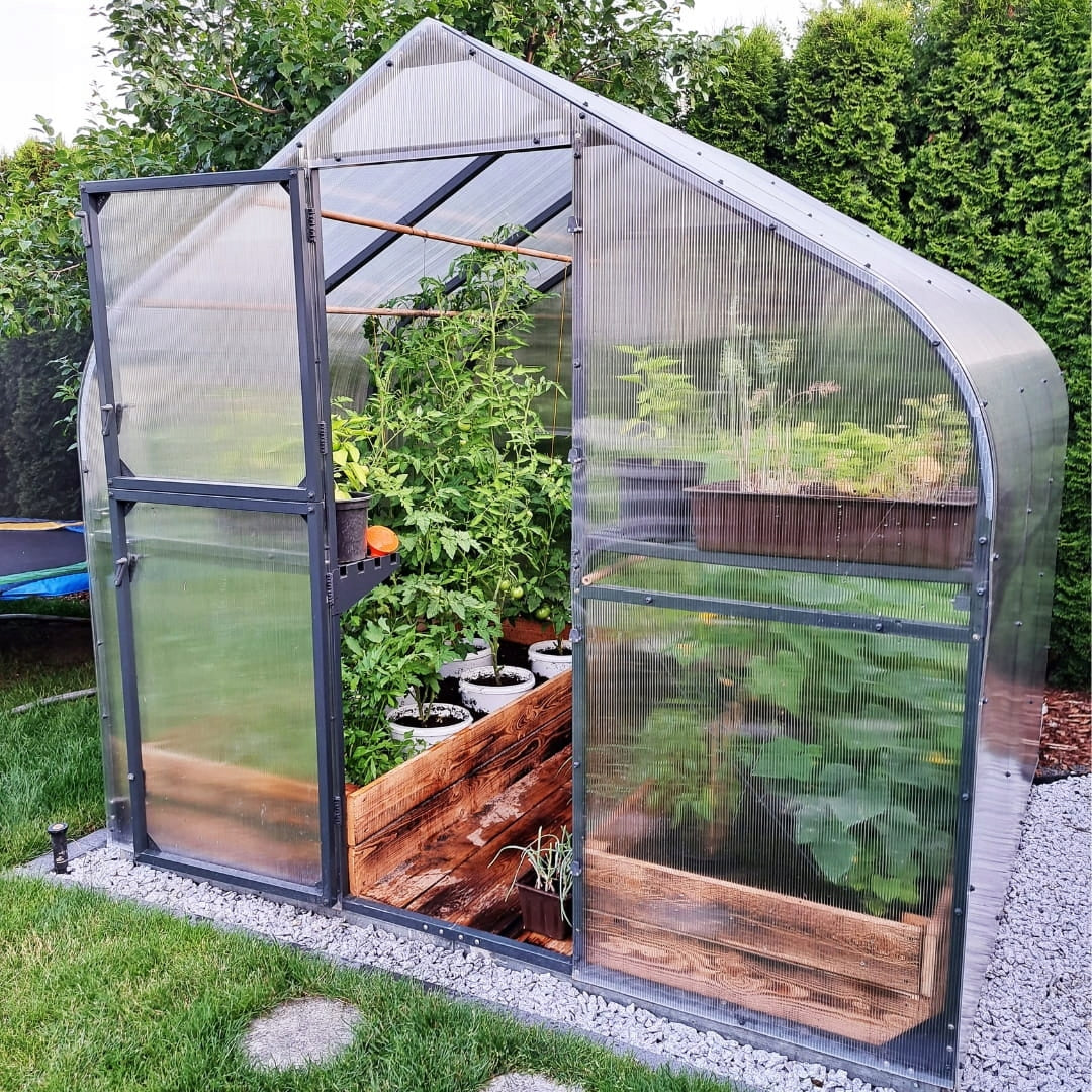 GREENHOUSE POLYCARBONATE TUNNEL 5M2 250X205 PTF POLAND ANTHRACITE GRAPHITE + WINDOW Packaging status original