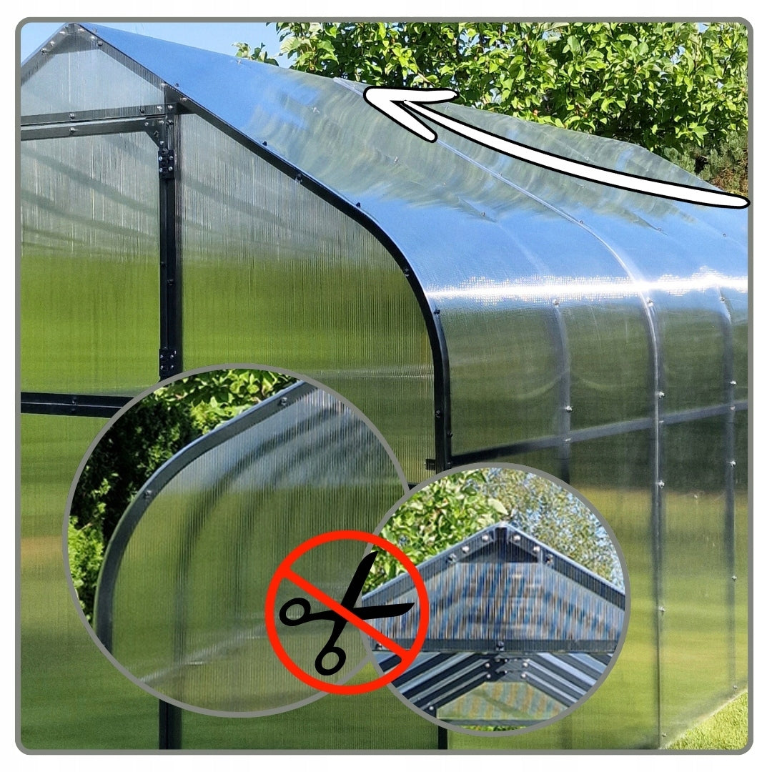 GREENHOUSE POLYCARBONATE TUNNEL 5M2 250X205 PTF POLAND ANTHRACITE GRAPHITE + WINDOW Product weight with unit packaging 120 kg