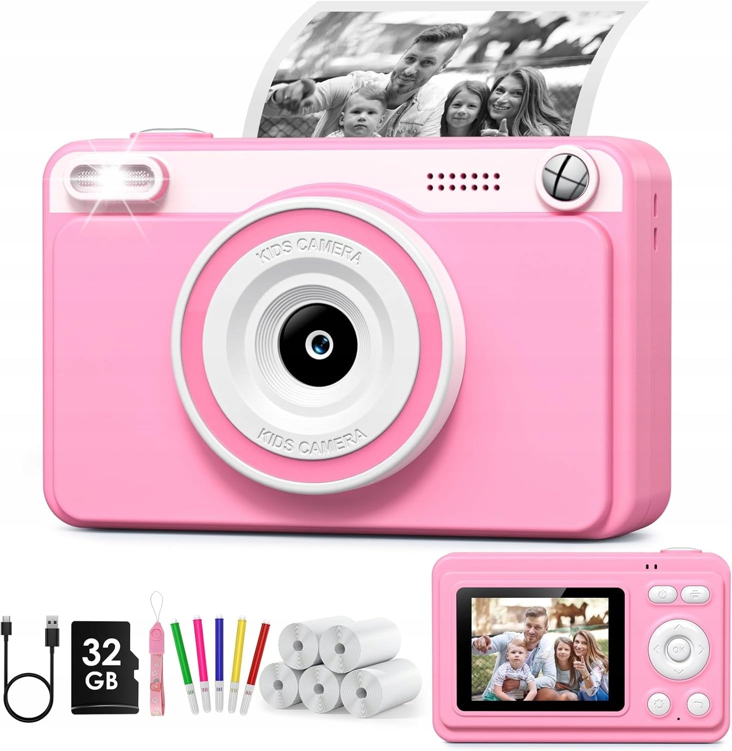 GREENKINDER Instant HD Digital Camera Printer 32GB SD Blue