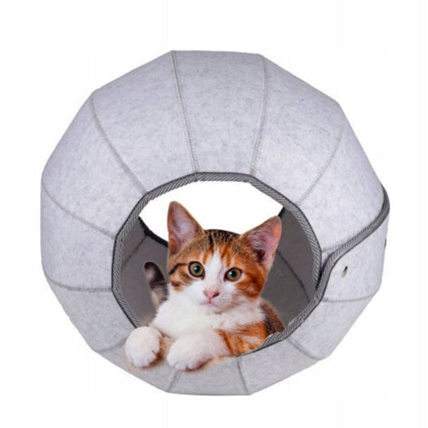 GREY BALL-SHAPED CAT BED FOLDING BASKET 41 CM Color gray