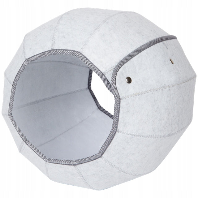 GREY BALL-SHAPED CAT BED FOLDING BASKET 41 CM