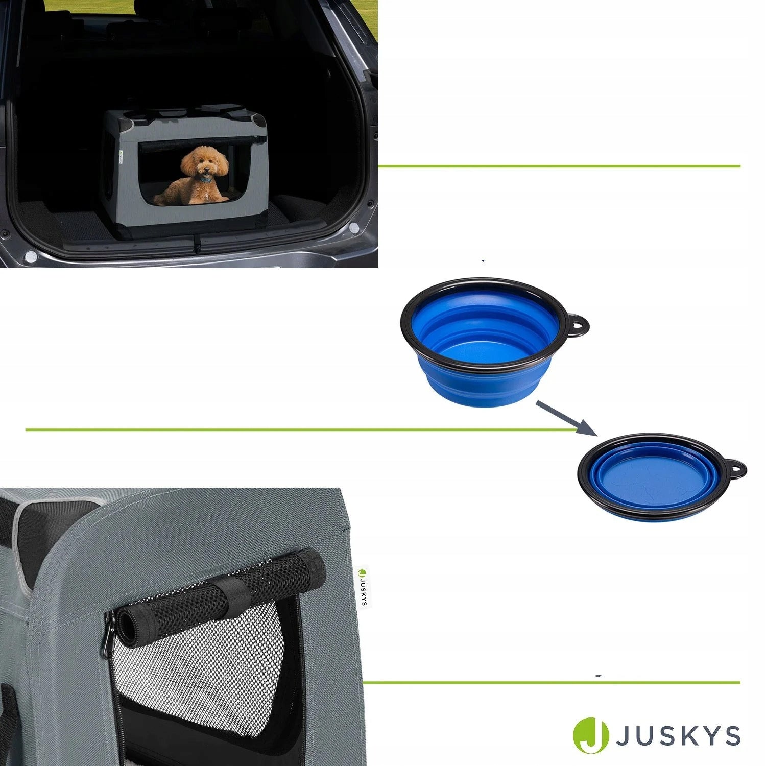GREY CARRYING BAG FOLDING CAT DOG PLAYPEN TRANSPORTER M 60x44x42 Brand Juskys