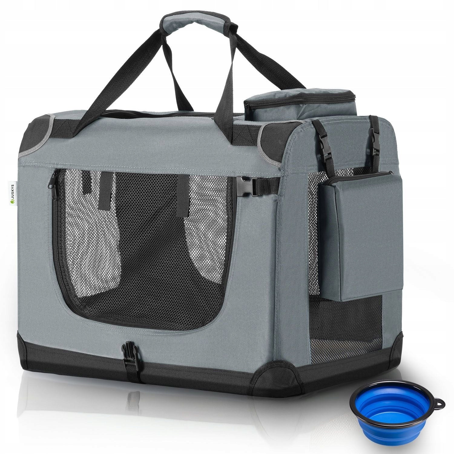 GREY CARRYING BAG FOLDING CAT DOG PLAYPEN TRANSPORTER M 60x44x42