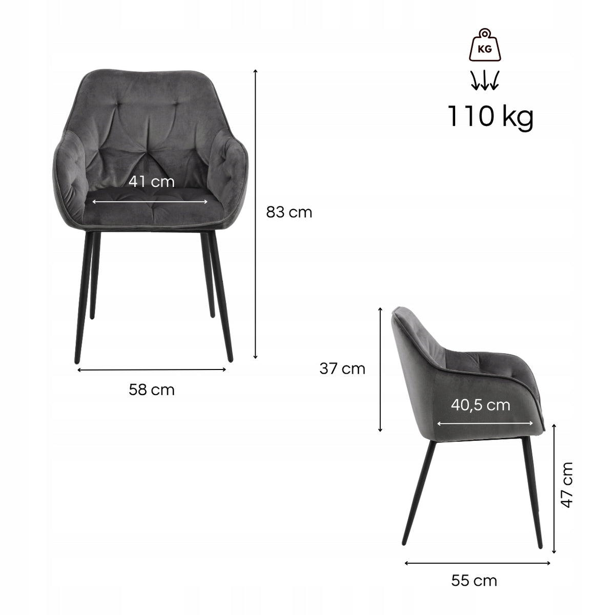 GREY CHAIR Upholstered Chair for Office Living Room with Brooke Armrests Manufacturer code 5713941114204