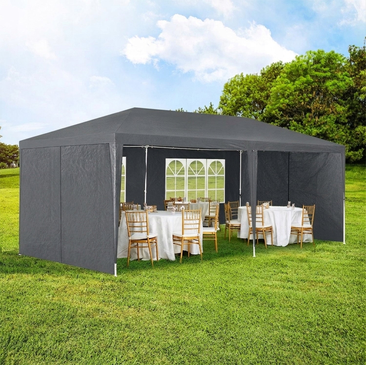 GREY GARDEN PAVILION 3X6 m + 6 WALLS TRADE PARTY TENT Length 6 m