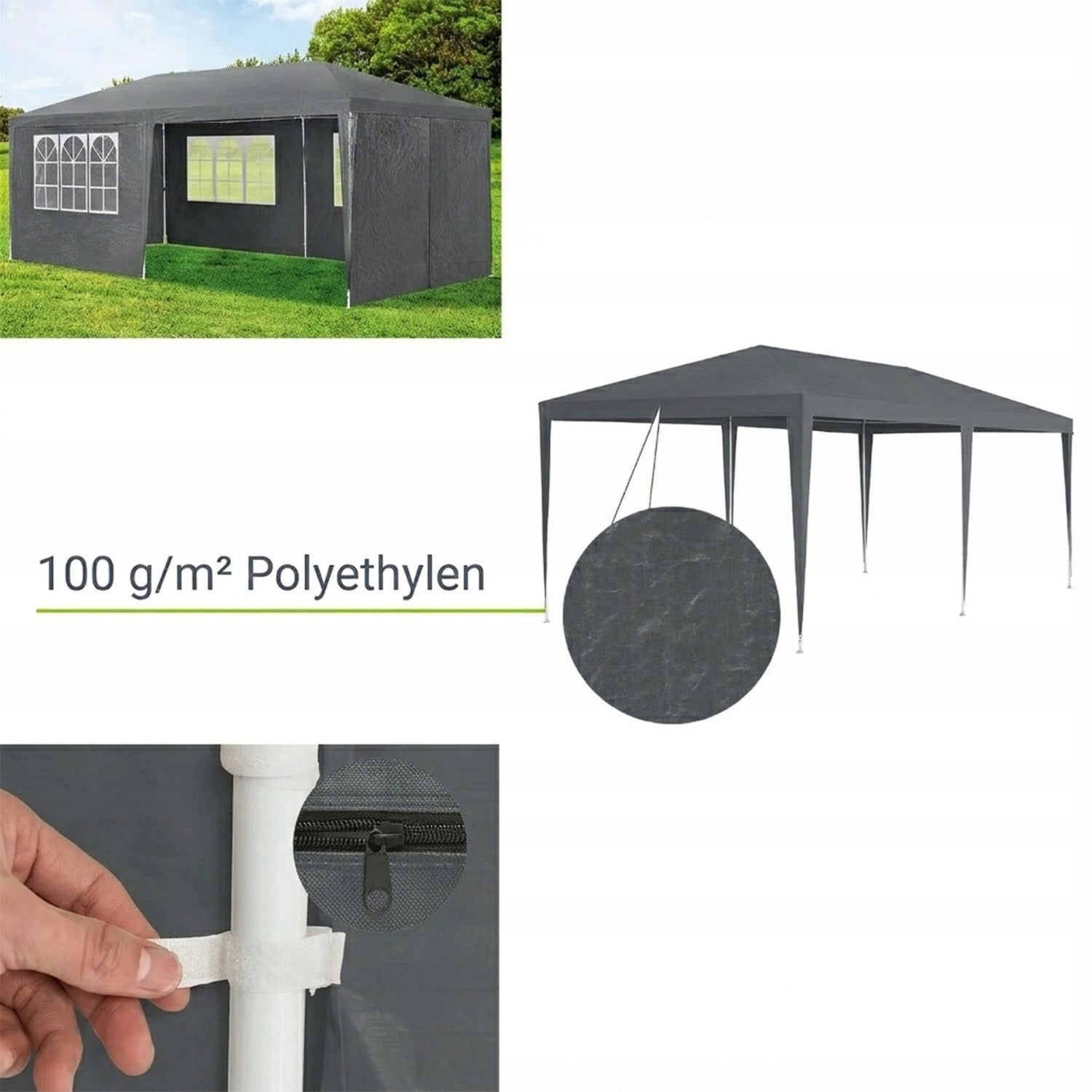 GREY GARDEN PAVILION 3X6 m + 6 WALLS TRADE PARTY TENT Manufacturer code 25442