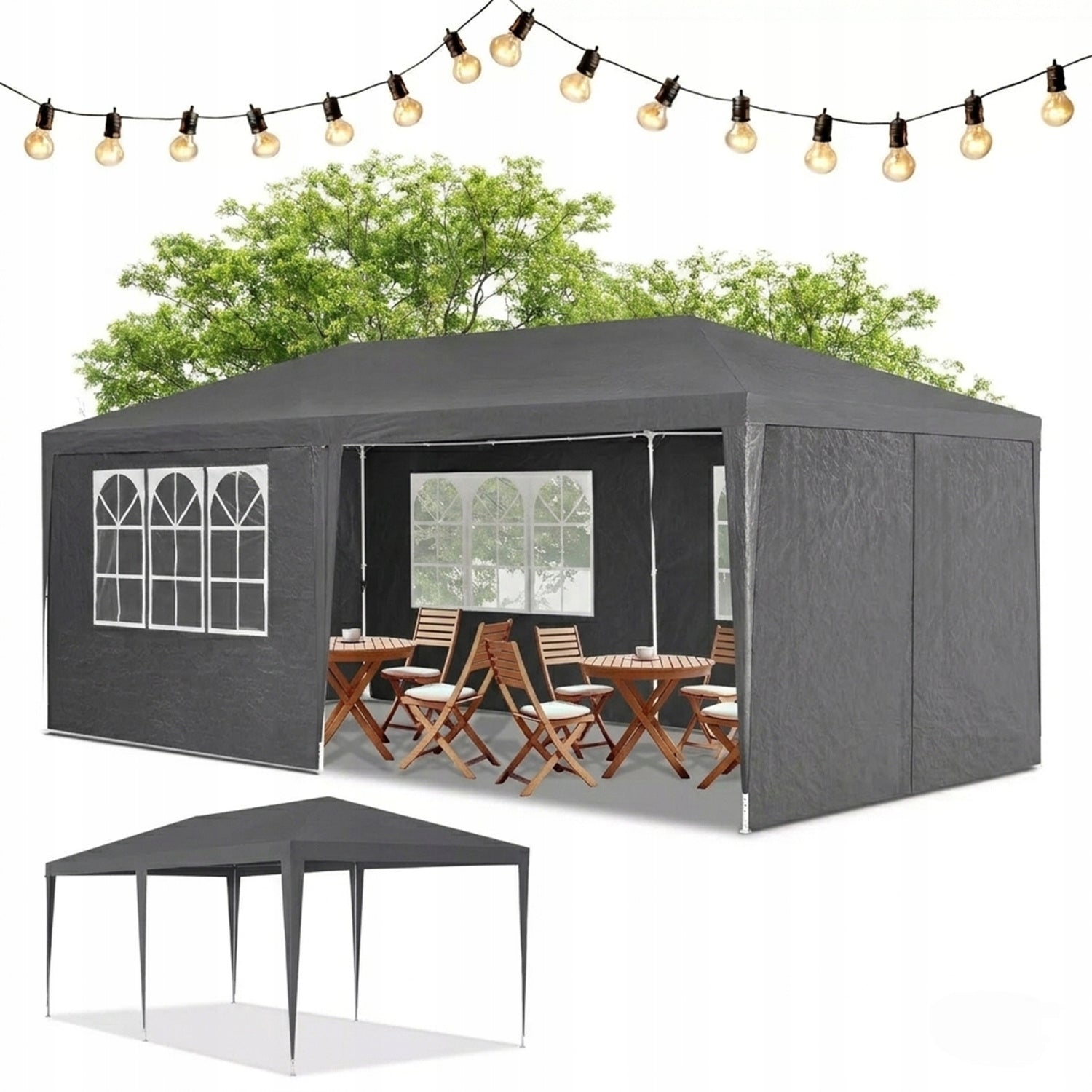 GREY GARDEN PAVILION 3X6 m + 6 WALLS TRADE PARTY TENT