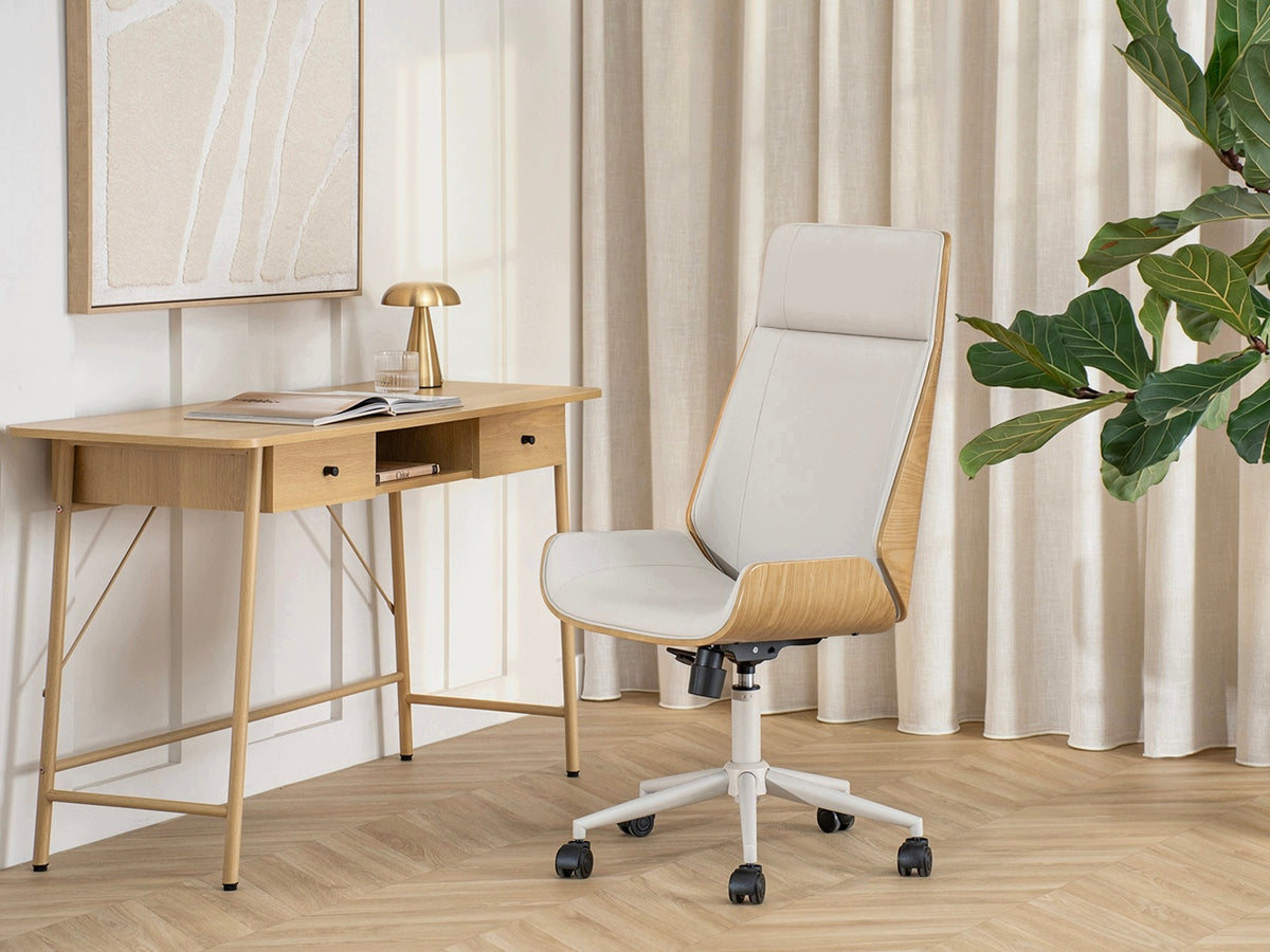 GREY LEATHER BENT WOOD OFFICE CHAIR OAK AUSTIN GREY BASE Manufacturer code 5907698651529