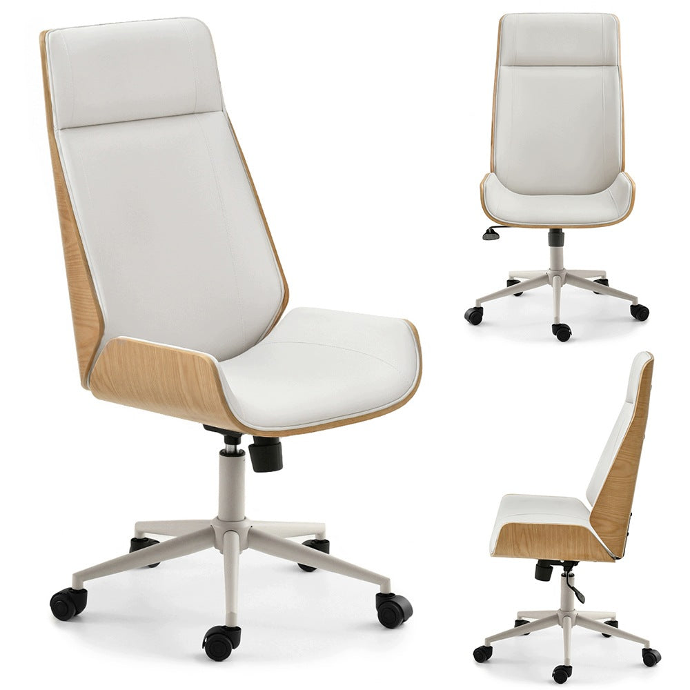 GREY LEATHER BENT WOOD OFFICE CHAIR OAK AUSTIN GREY BASE
