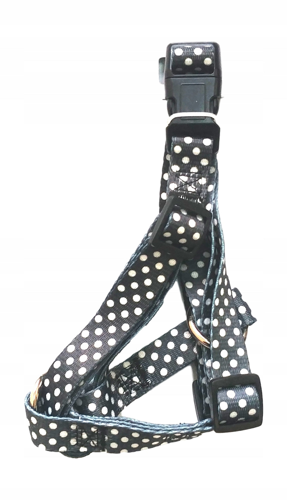 GREY POLKA DOG HARNESS 1,6 X 25 - 40 cm