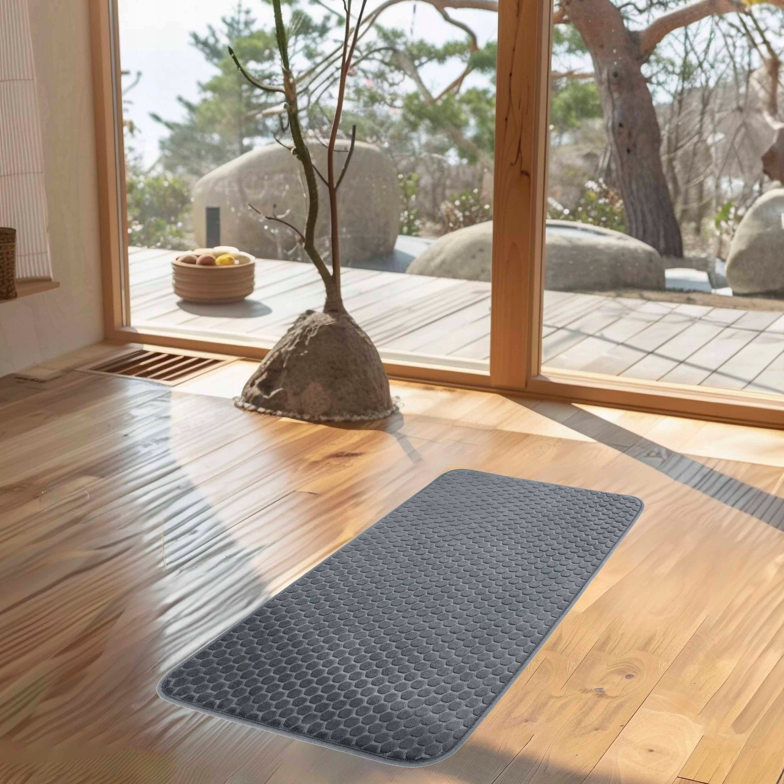 GREY RUG 50x80 CM Bathroom Toilet Soft Absorbent NON-SLIP Stylish Product width 50 cm