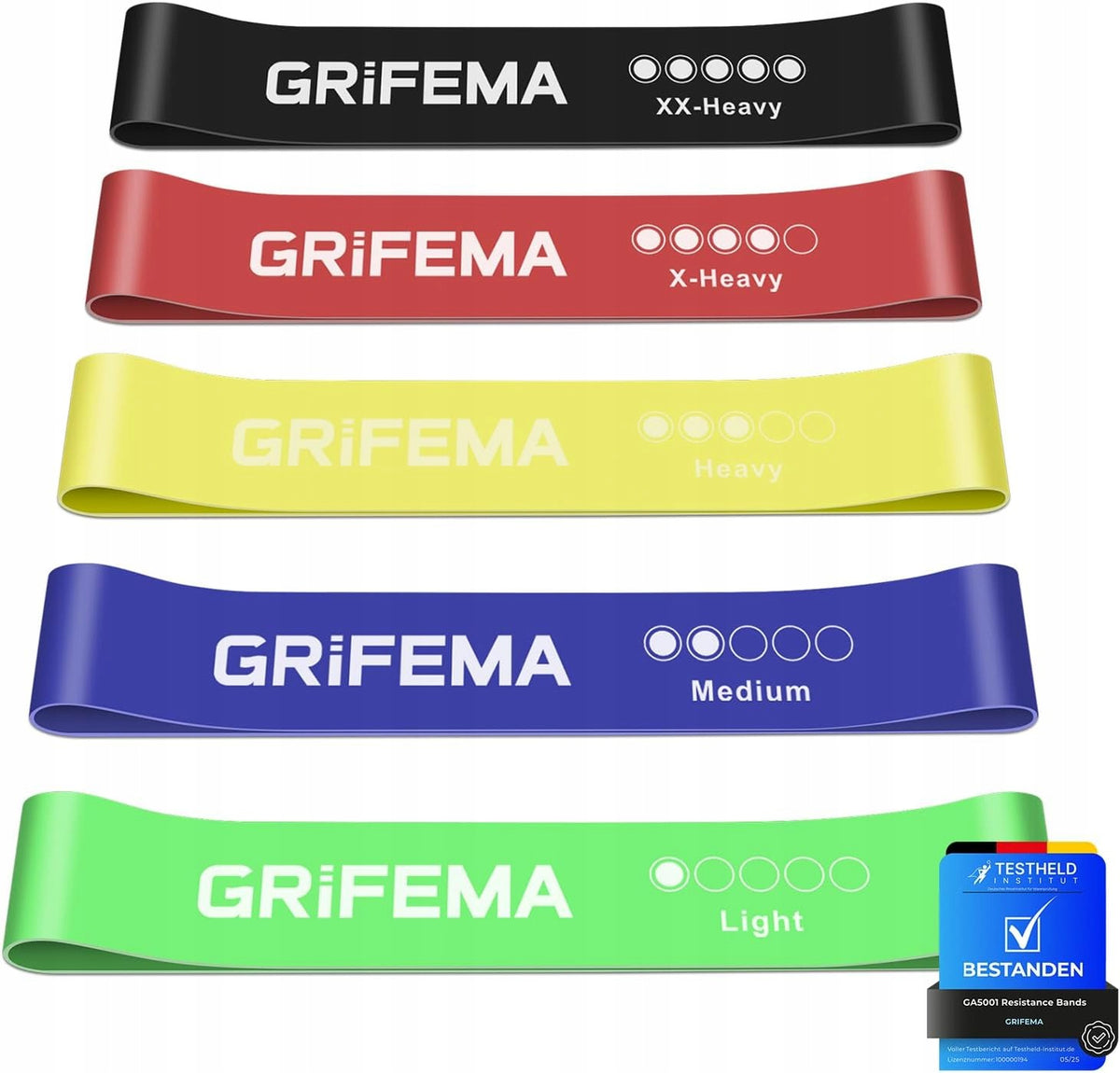 GRIFEMA GA5001 Rubber Resistance Bands for Exercise Set of 5 Levels
