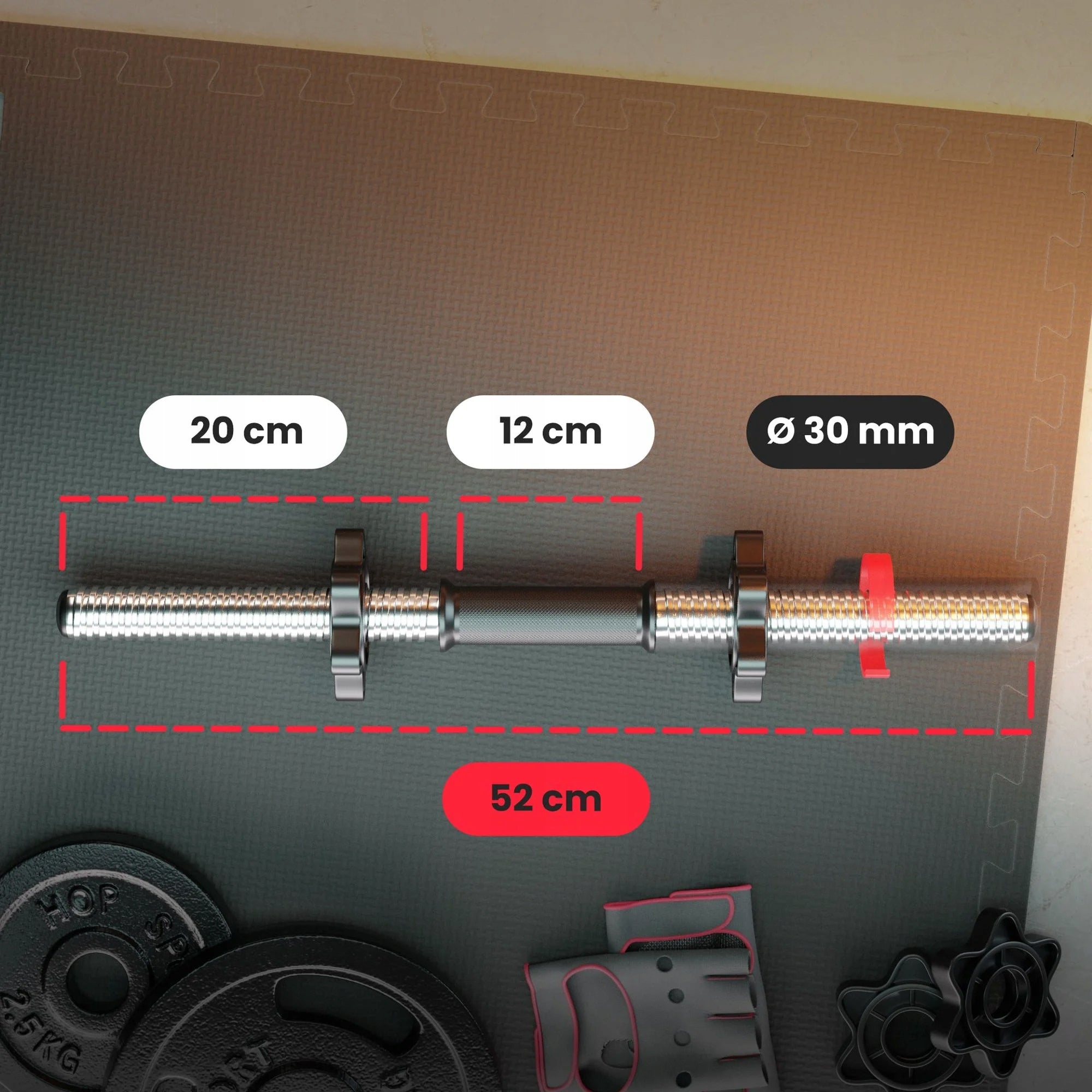 GRIFFIN for dumbbells straight threaded grooved handles fitness nut length 52cm Packaging status original