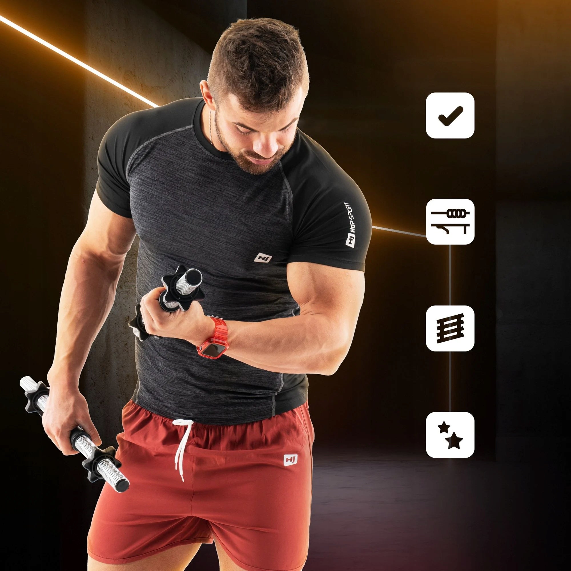 GRIFFIN for dumbbells straight threaded grooved handles fitness nut length 52cm Total length 52 cm