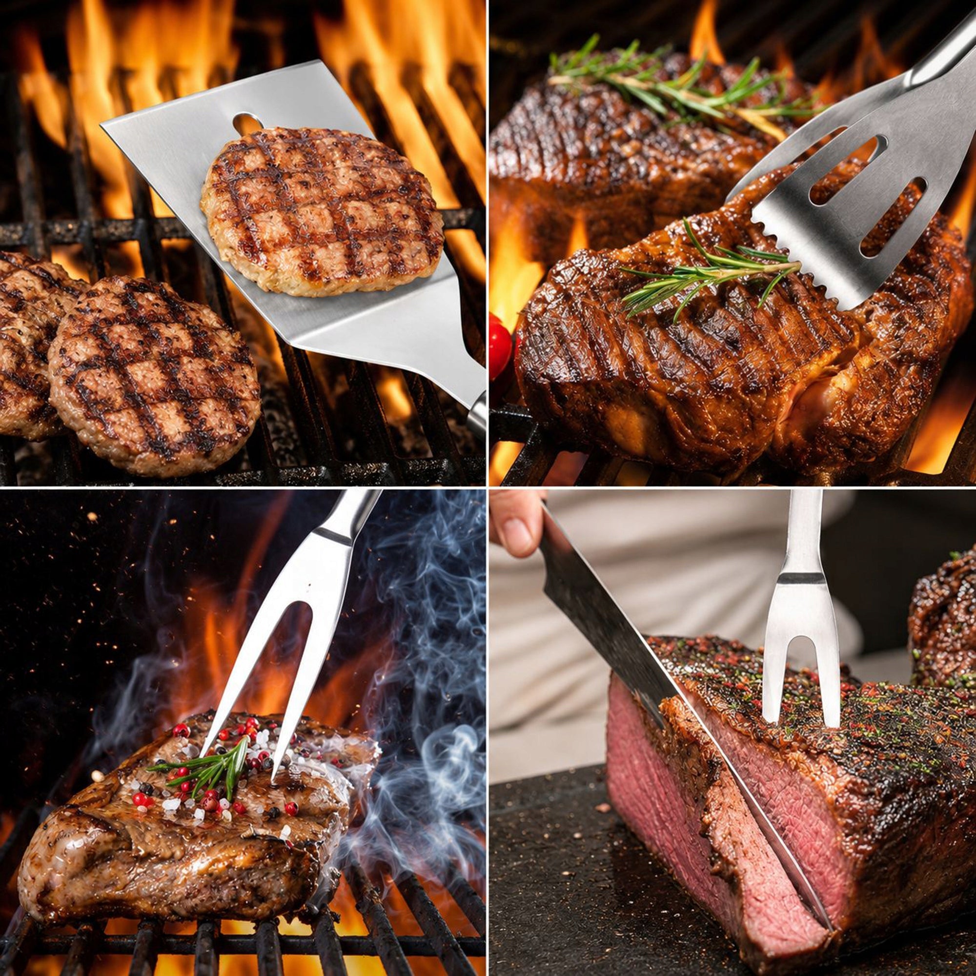 GRILL ACCESSORIES SET BBQ 18 EL SUITCASE STEEL GRILL UTENSILS GIFT Manufacturer code ZESTAW AKCESORII GRILLA 18 ELEMENTÓW
