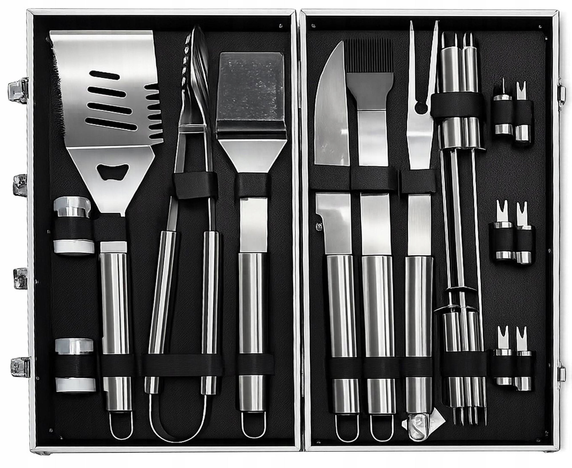 GRILL ACCESSORIES SET BBQ 18 EL SUITCASE STEEL GRILL UTENSILS GIFT