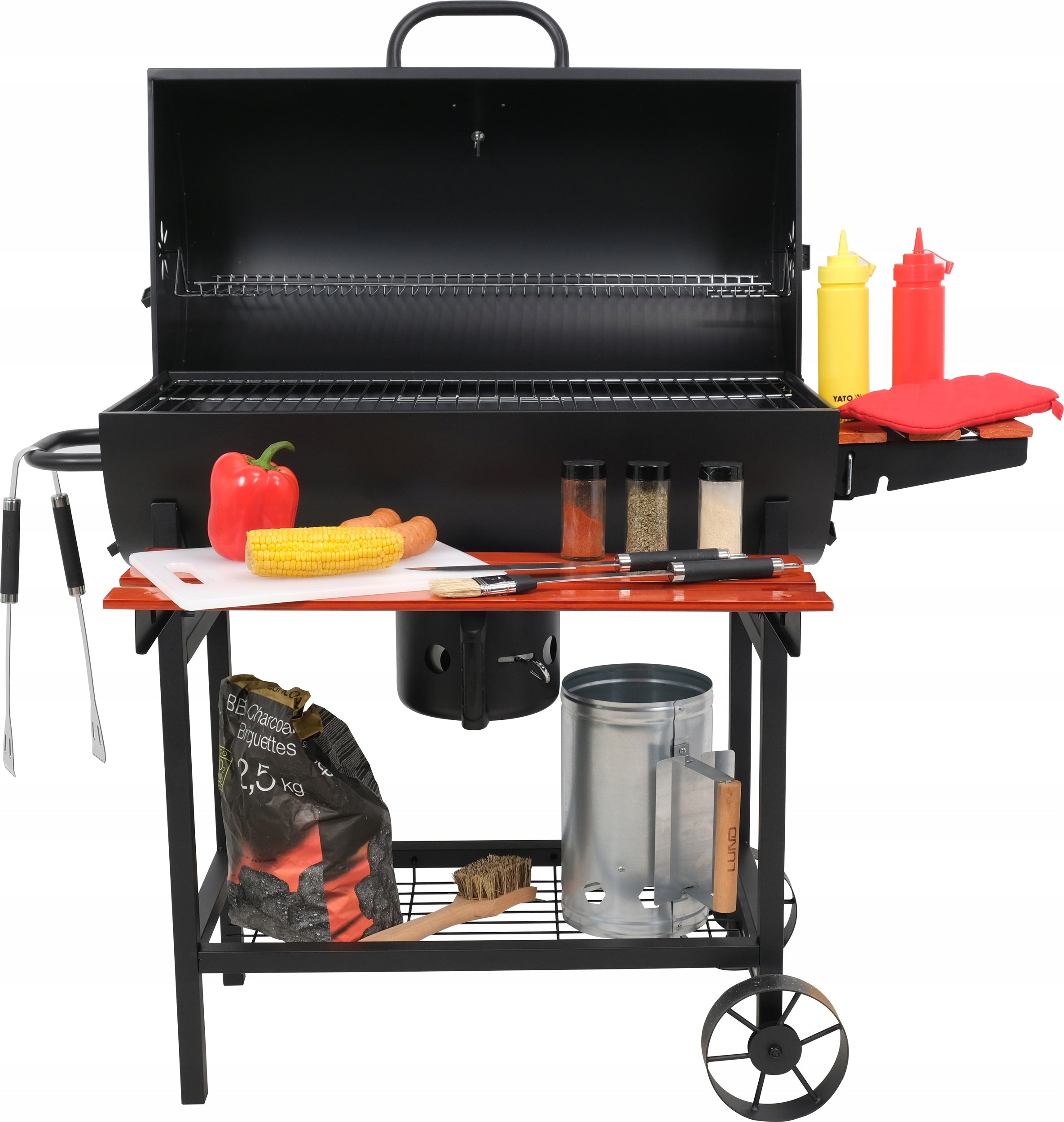 GRILL CHARCOAL BARREL WITH COVER GARDEN ASHTRAY LARGE 71X35CM LUND Grill depth 66 cm