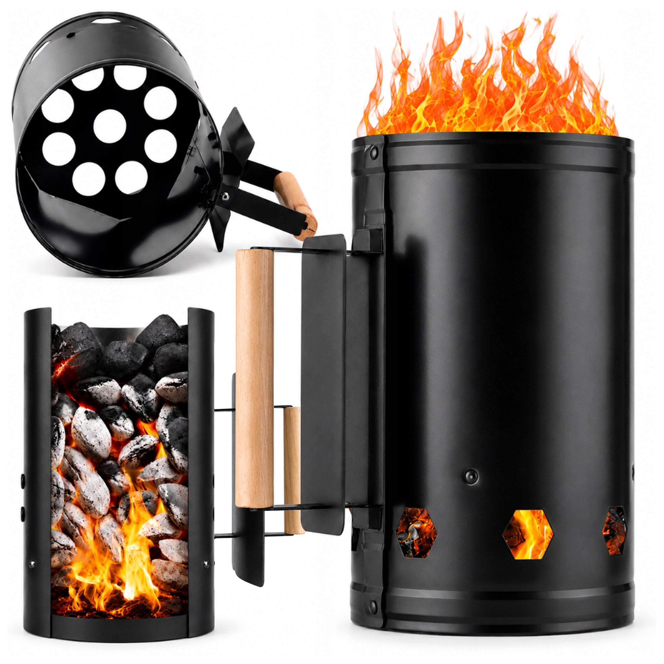 GRILL CHIMNEY FOR LIGHTING COAL BRIQUETTE FIRE IN FIREPLACE XXL 275 x 170 MM