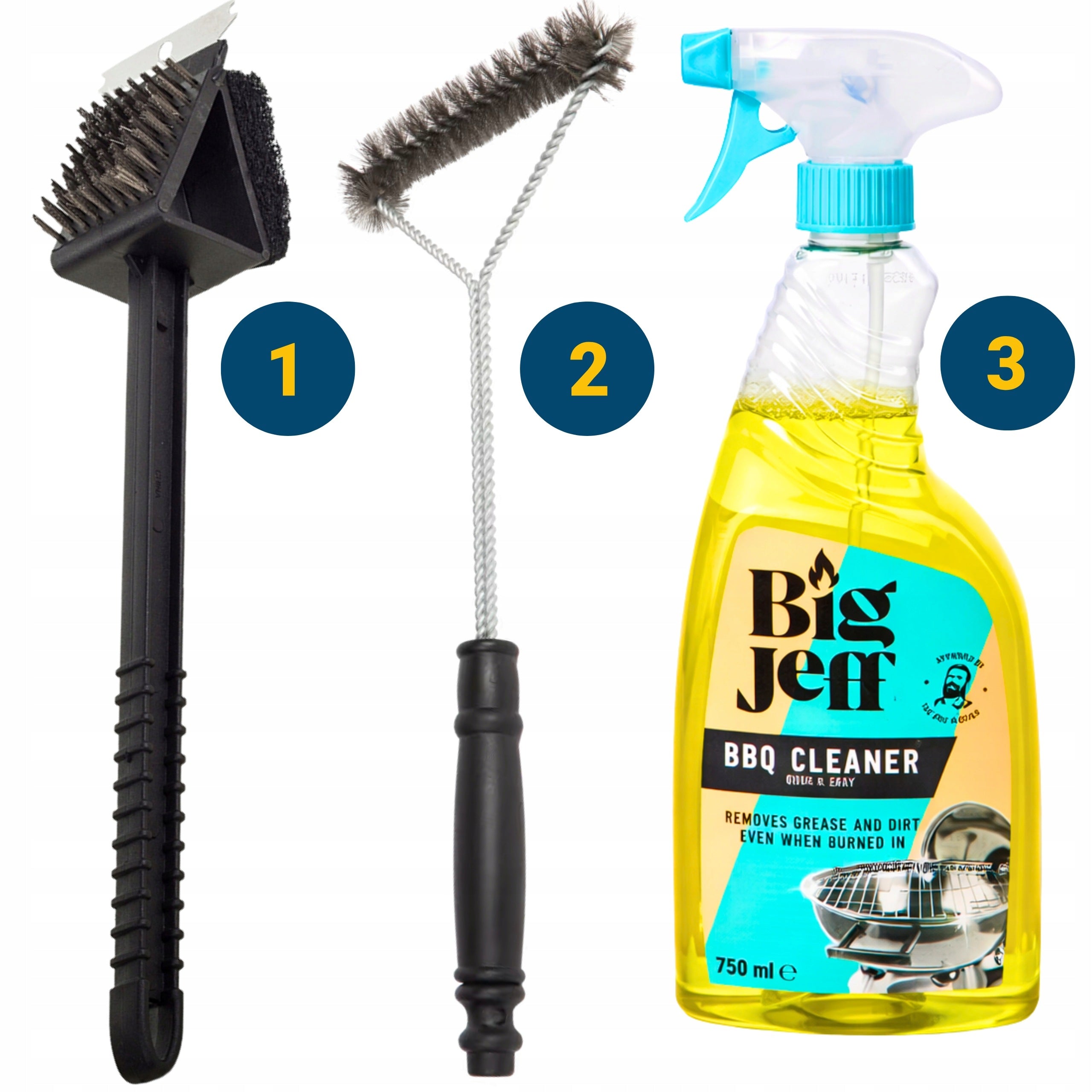 GRILL CLEANING KIT LIQUID BRUSH SPONGE FOR GRATE Effective Packaging status original