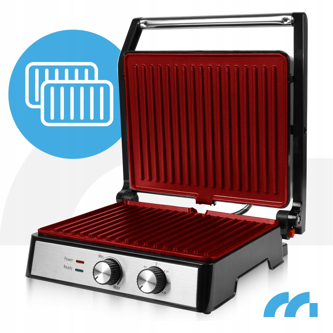 GRILL ELECTRIC TOASTER FOLDING TOASTER FOR SANDWICHES PANINI TIMER 2500W Dominant color silver/gray