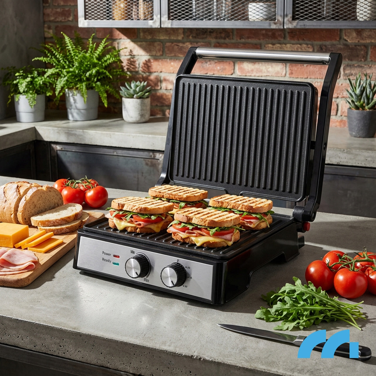 GRILL ELECTRIC TOASTER FOLDING TOASTER FOR SANDWICHES PANINI TIMER 2500W Model SM4500W