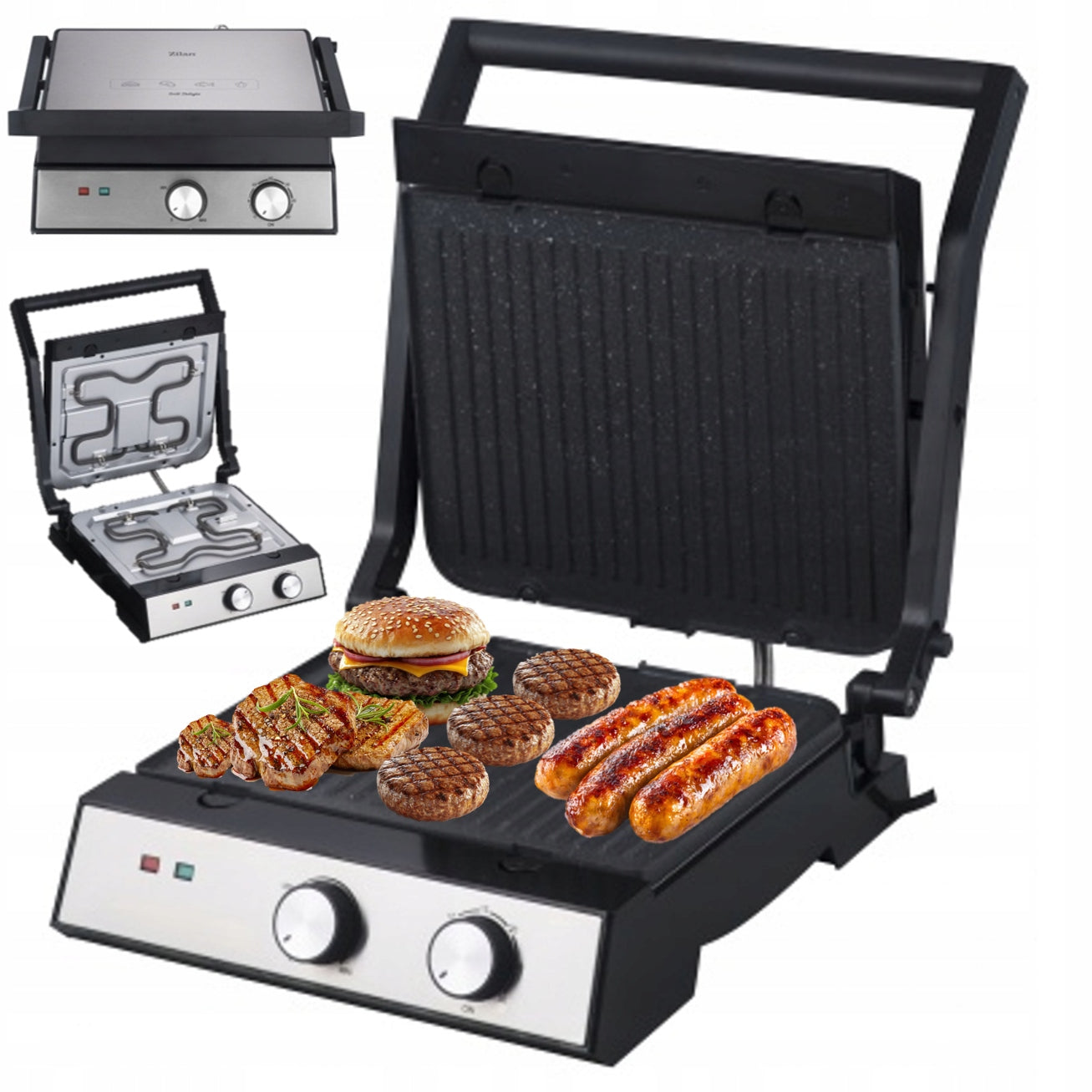 GRILL ELECTRIC TOASTER FOLDING TOASTER FOR SANDWICHES PANINI TIMER 2500W Power rating 2500 W