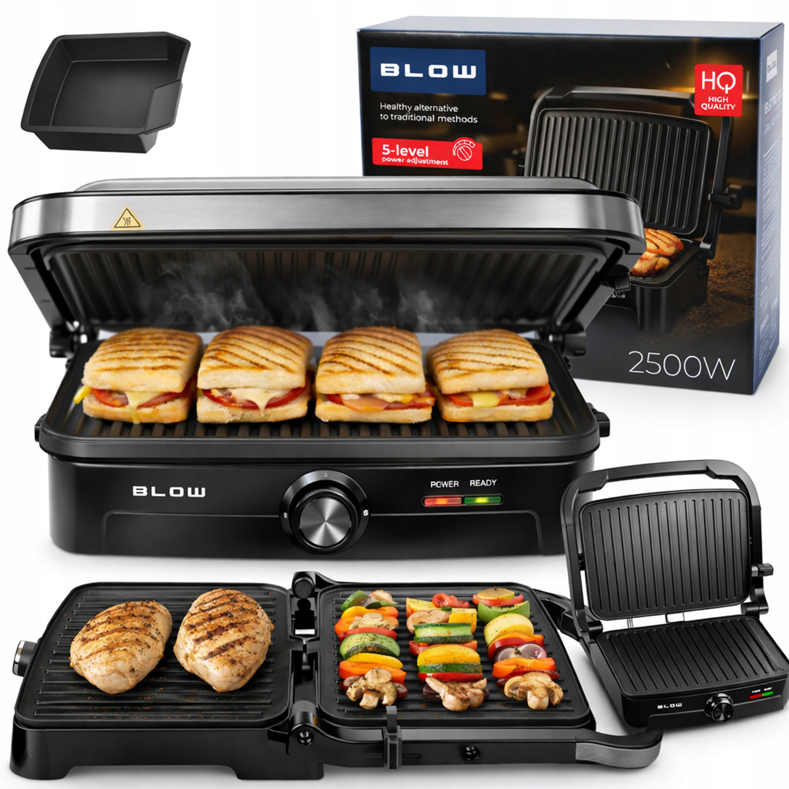 GRILL ELECTRIC TOASTER OVEN FOR MEAT SANDWICHES FOLDING 180° 2500W