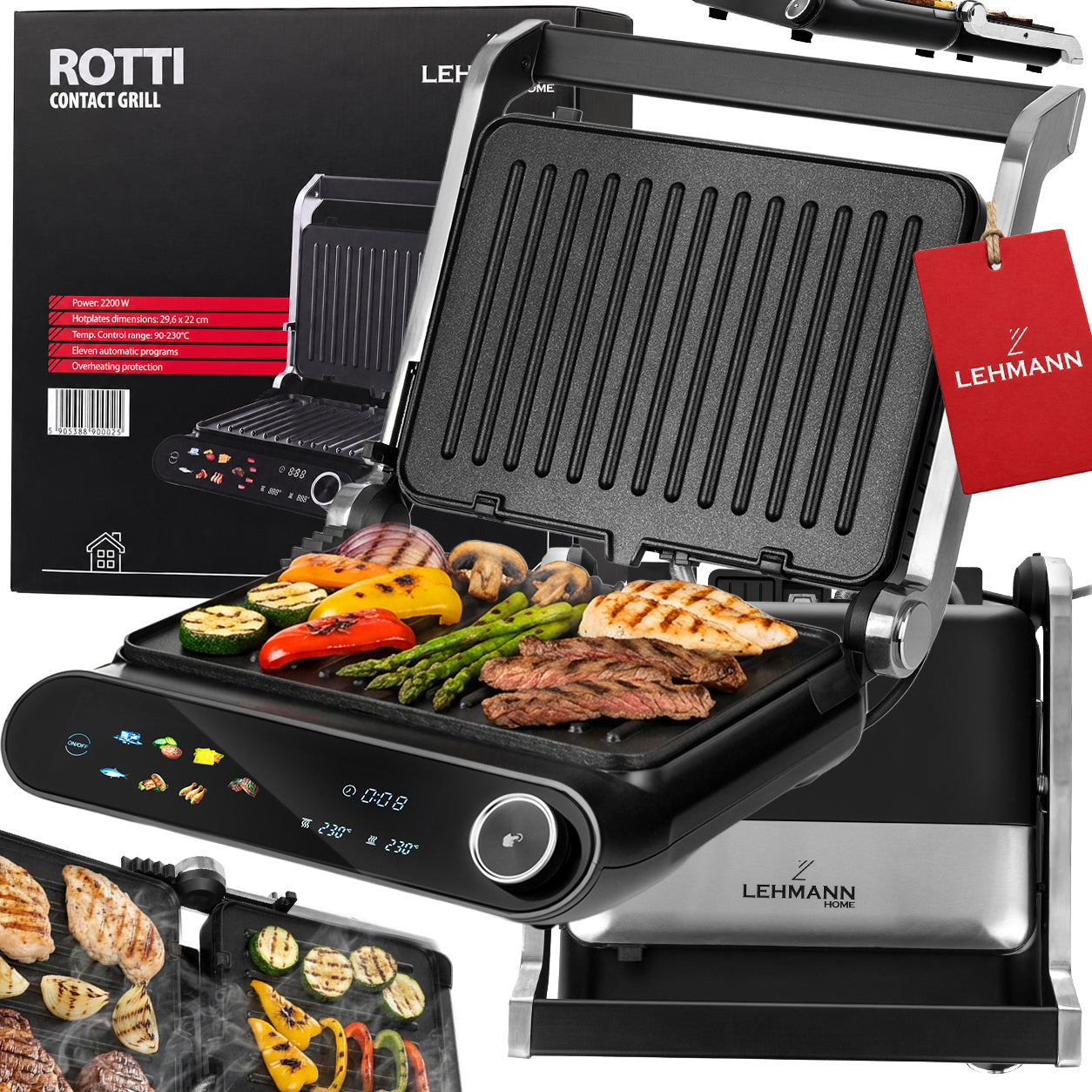 GRILL ELECTRIC TOASTER OVEN FOR SANDWICHES FOLDING 10 PROGRAMS 2200W