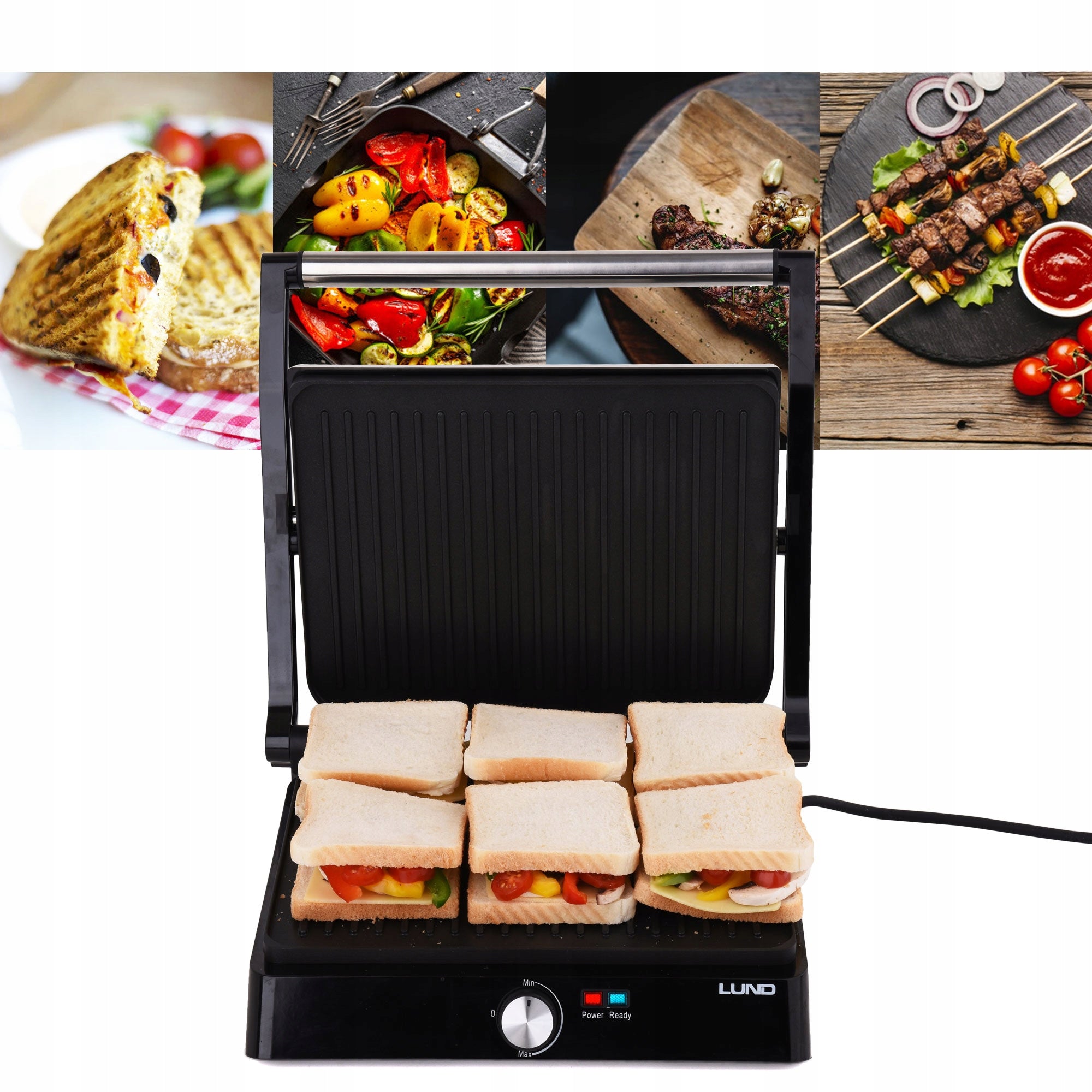 GRILL ELECTRIC VEGETABLE MEAT TOASTER 2200W 29X23CM FOLDING STRONG Manufacturer code 5906436284500