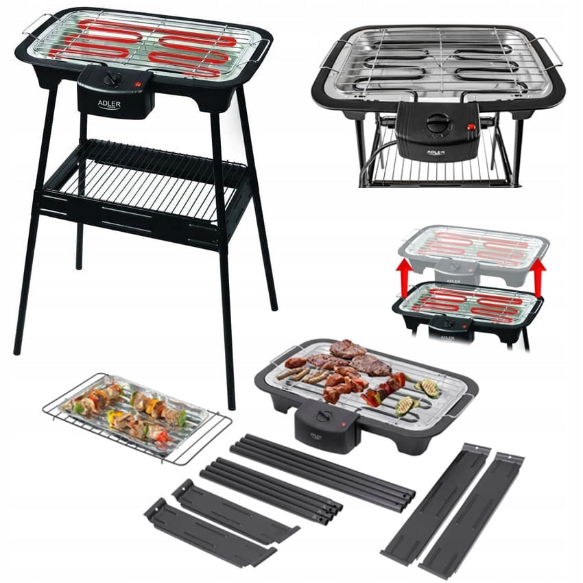 GRILL ELEKTRYCZNY OGRODOWY BALKONOWY STOJĄCY REGULACJA TEMPERATURY 2400W Manufacturer code AD66